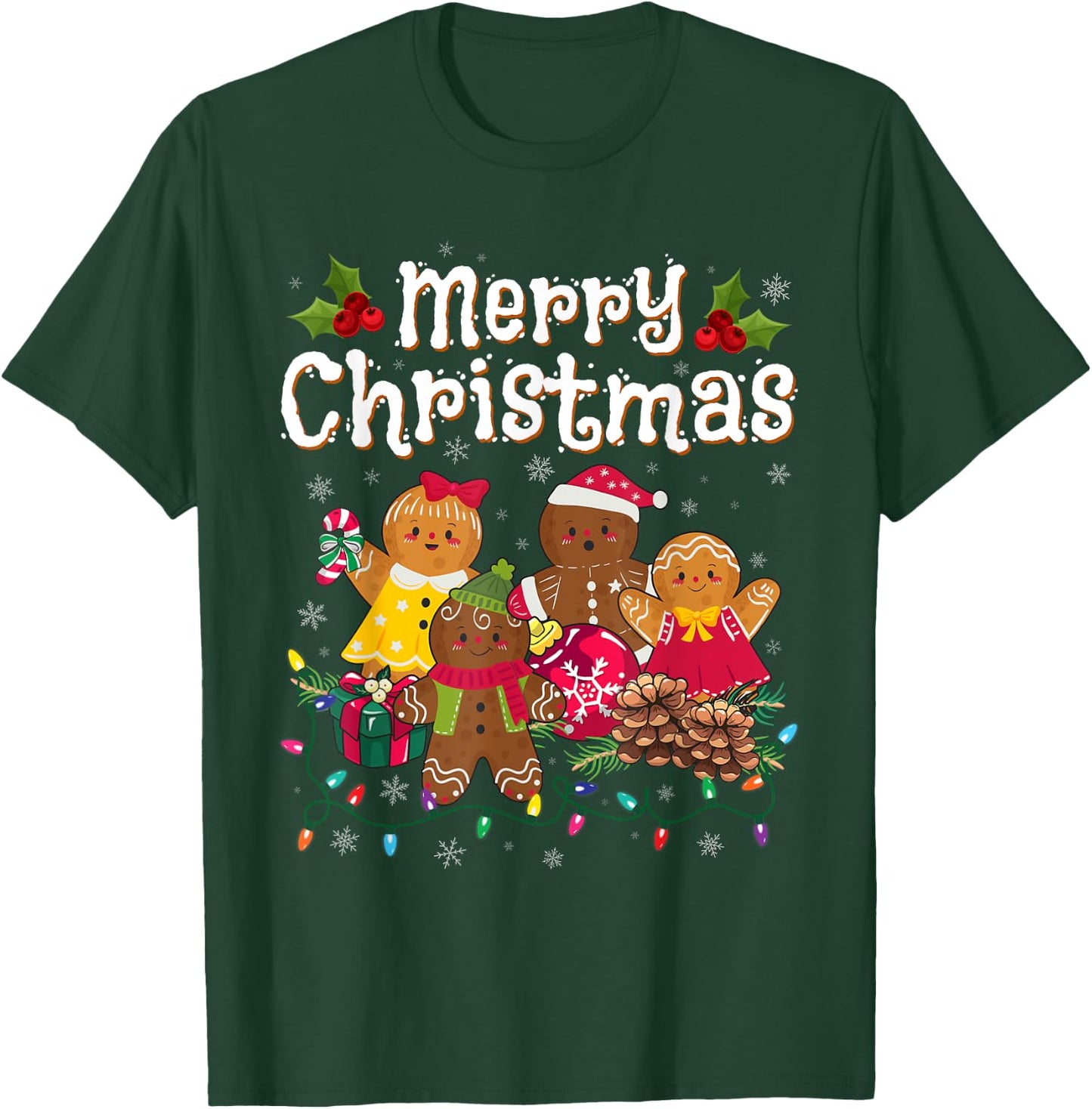 Merry Christmas Gingerbread Cookies Men Women T-Shirt - T-Shirt | Forest