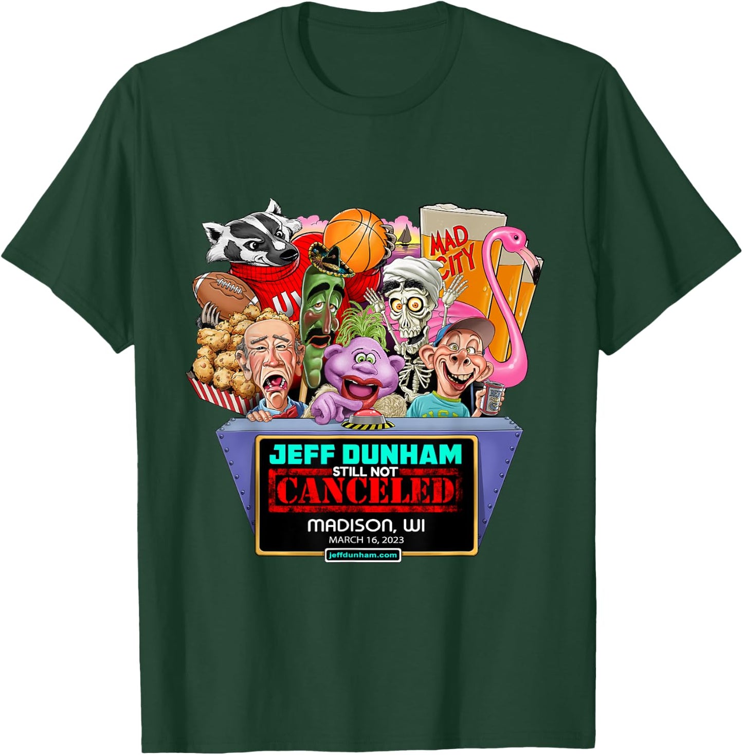 Jeff Dunham Madison, WI (2023) T-Shirt - T-Shirt | Forest