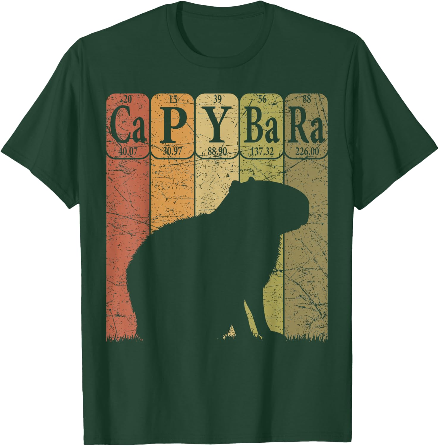 Capybara Periodic Table Elements Capybara Retro Rodent T-Shirt - T-Shirt | Forest