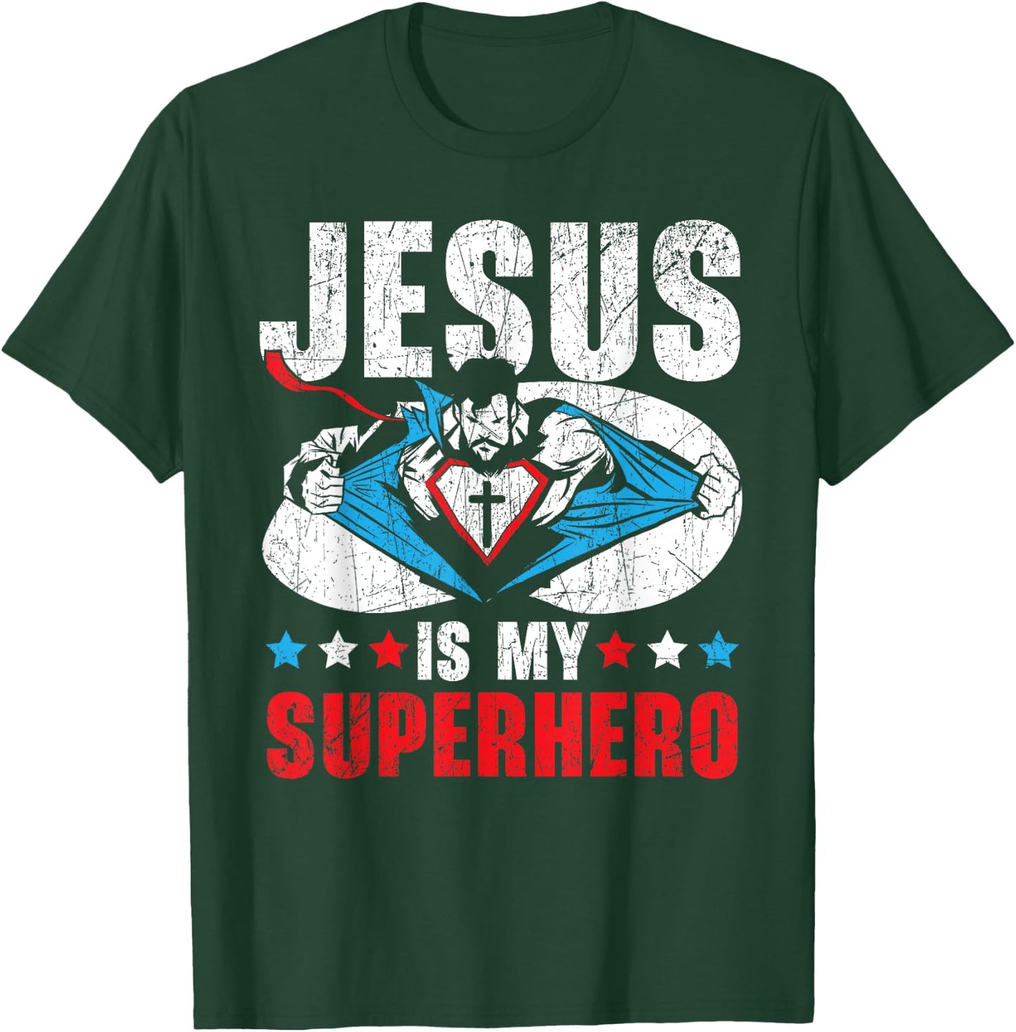 Jesus Is My Superhero Religious Pastor Christian Believer T-Shirt - T-Shirt | Forest