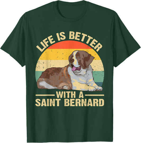 Cute Saint Bernard Design Women Saint Bernard Dog T-Shirt - T-Shirt | Forest