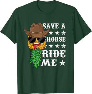 Swinger Upside down Pineapple Men Cowboy Husband T-Shirt - T-Shirt | Forest