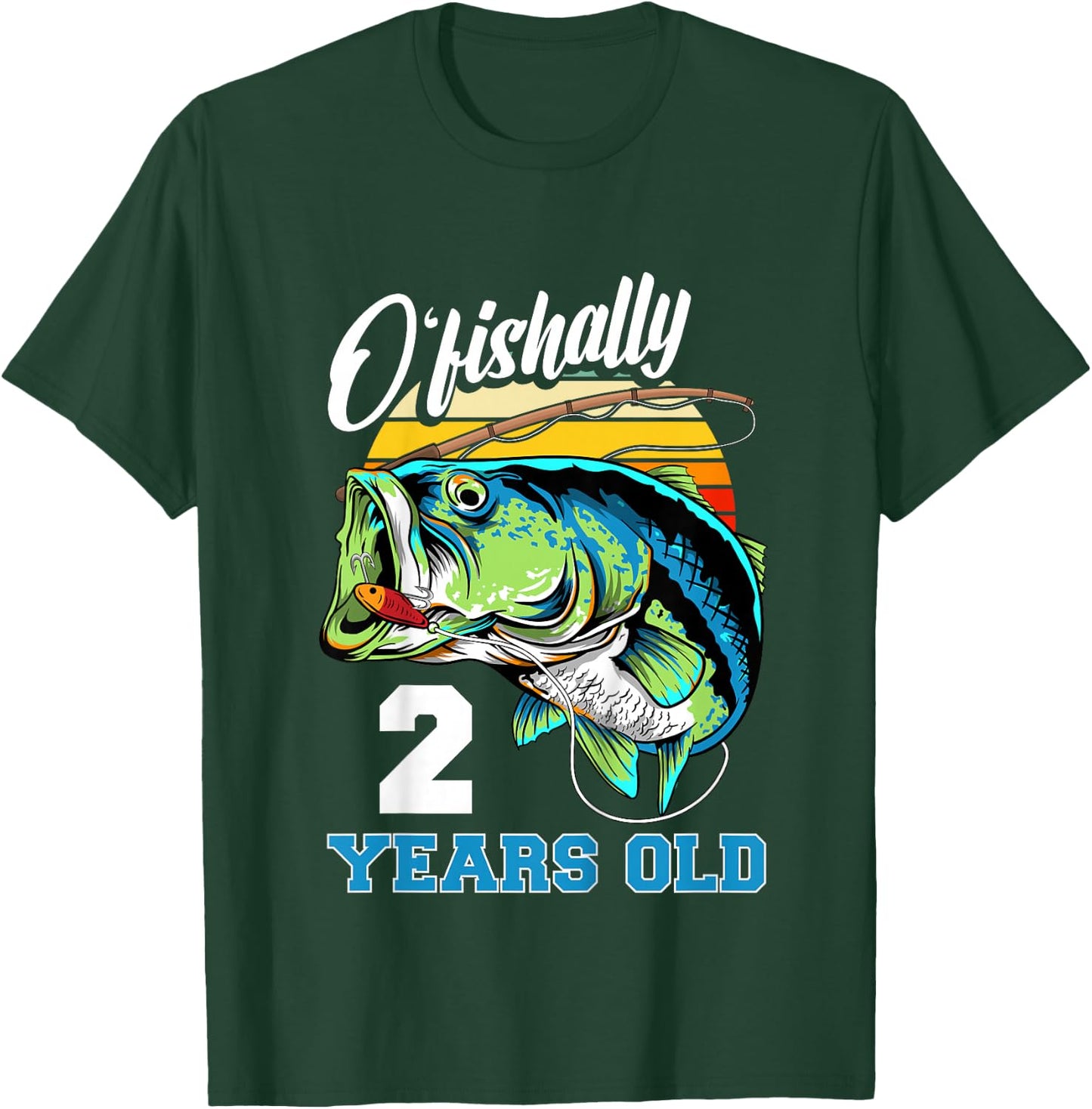 Ofishally 2 Years Old Fisherman 2nd Birthday Fishing T-Shirt - T-Shirt | Forest