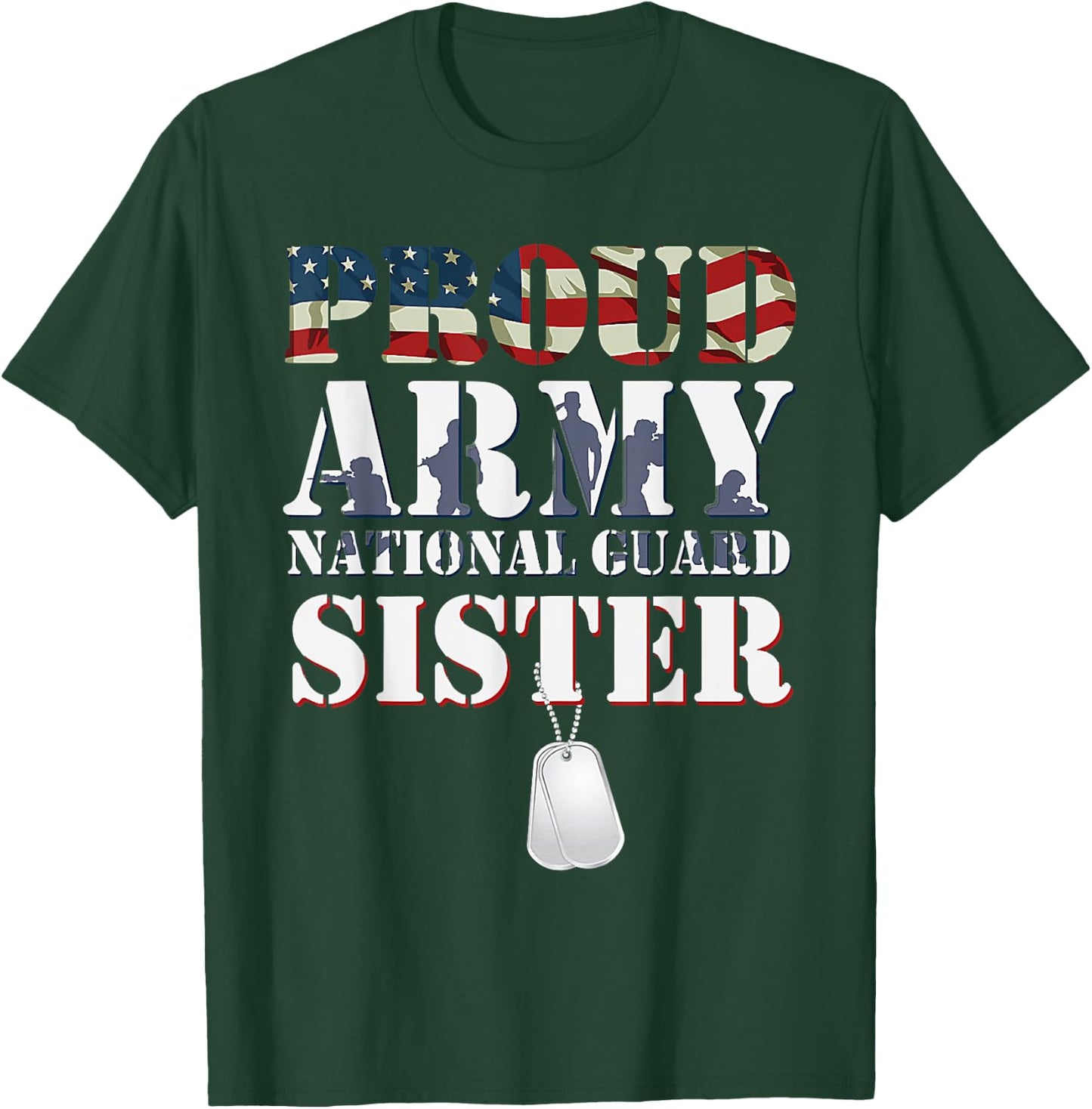 Proud Army National Guard Sister Pride US Military Sibling T-Shirt - T-Shirt | Forest