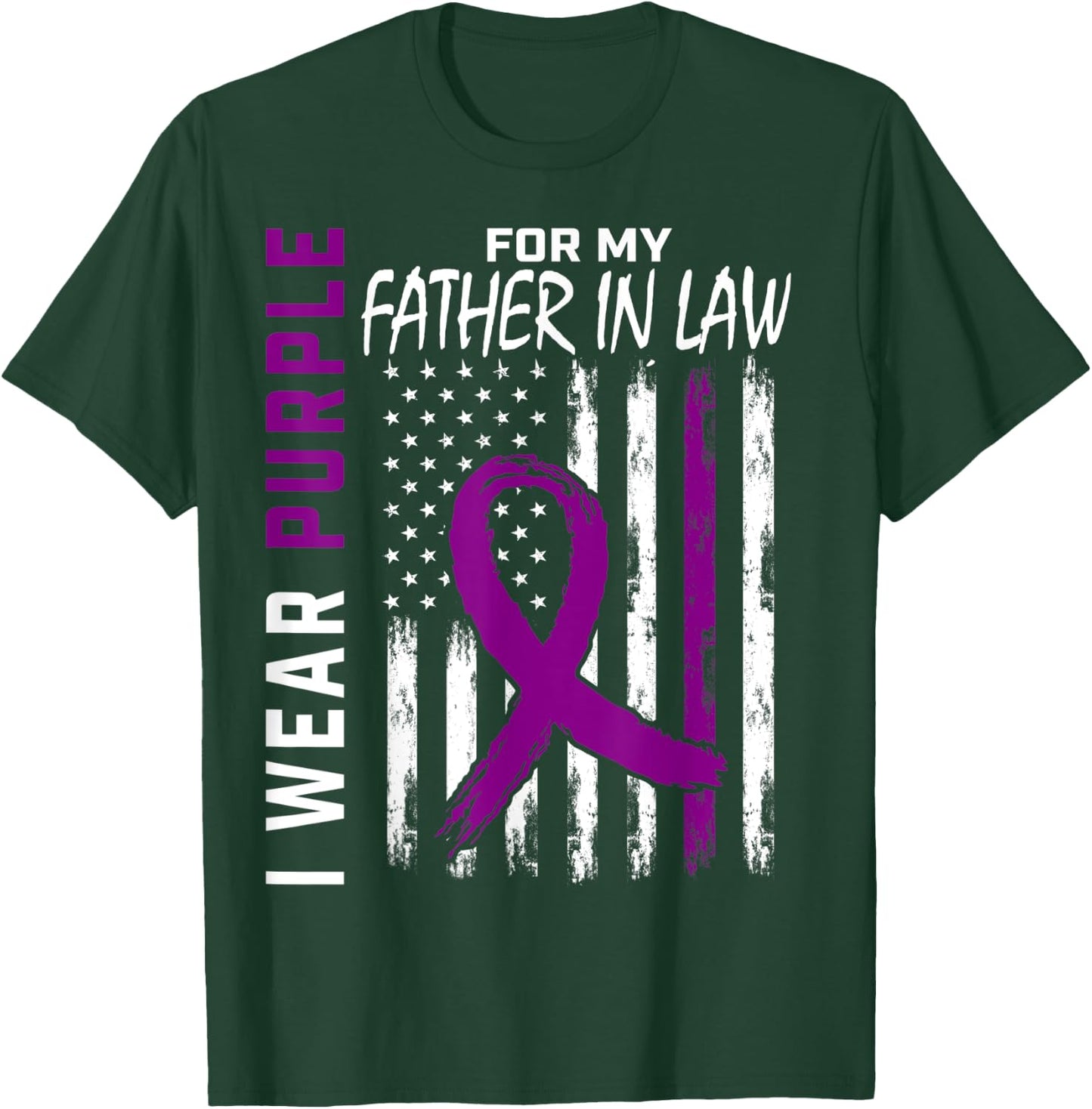 Purple Father In Law Dementia Alzheimers Awareness USA Flag T-Shirt - T-Shirt | Forest
