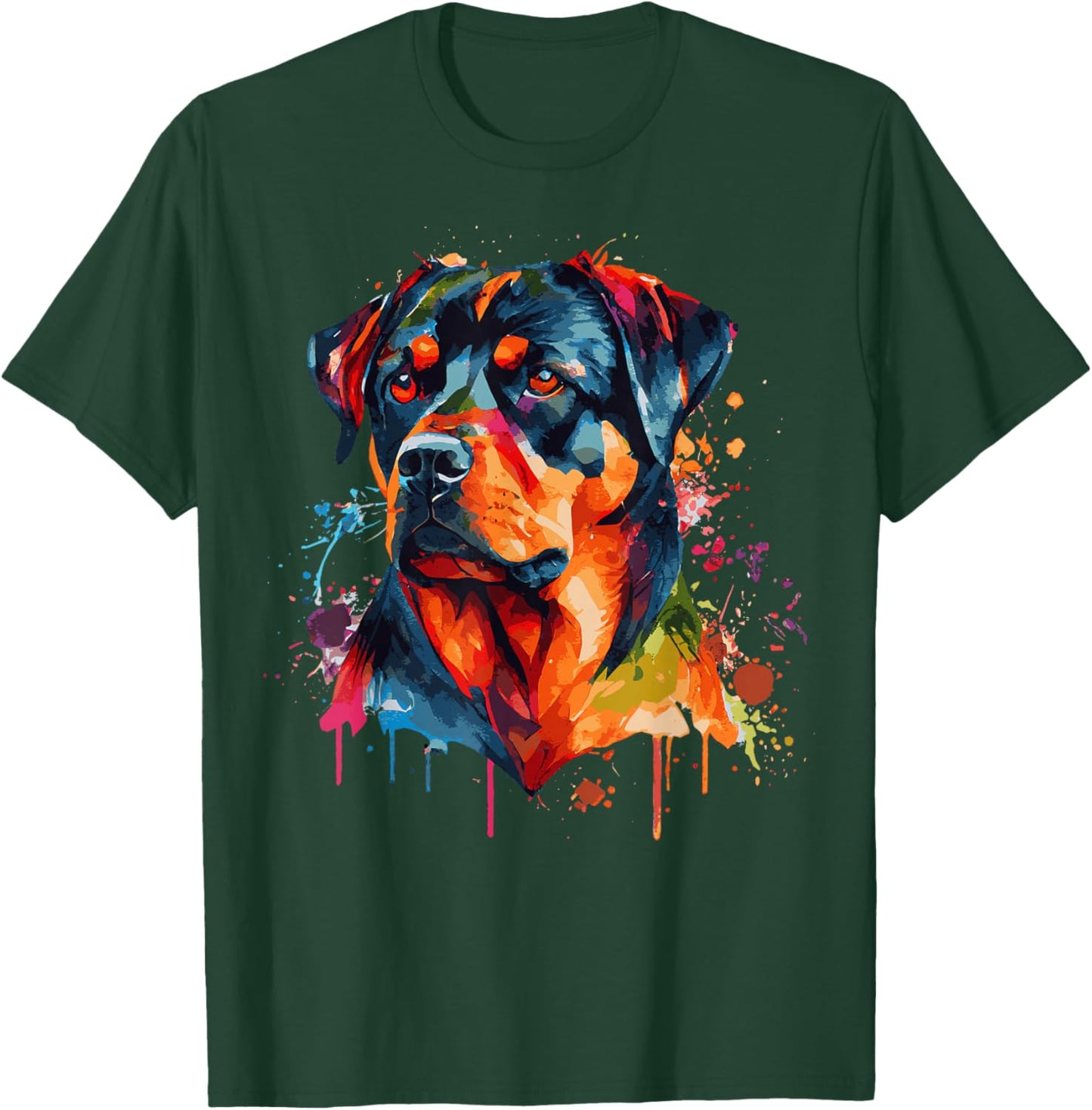 Watercolor Rottweiler Colorful Rottie Dog Lover T-Shirt - T-Shirt | Forest