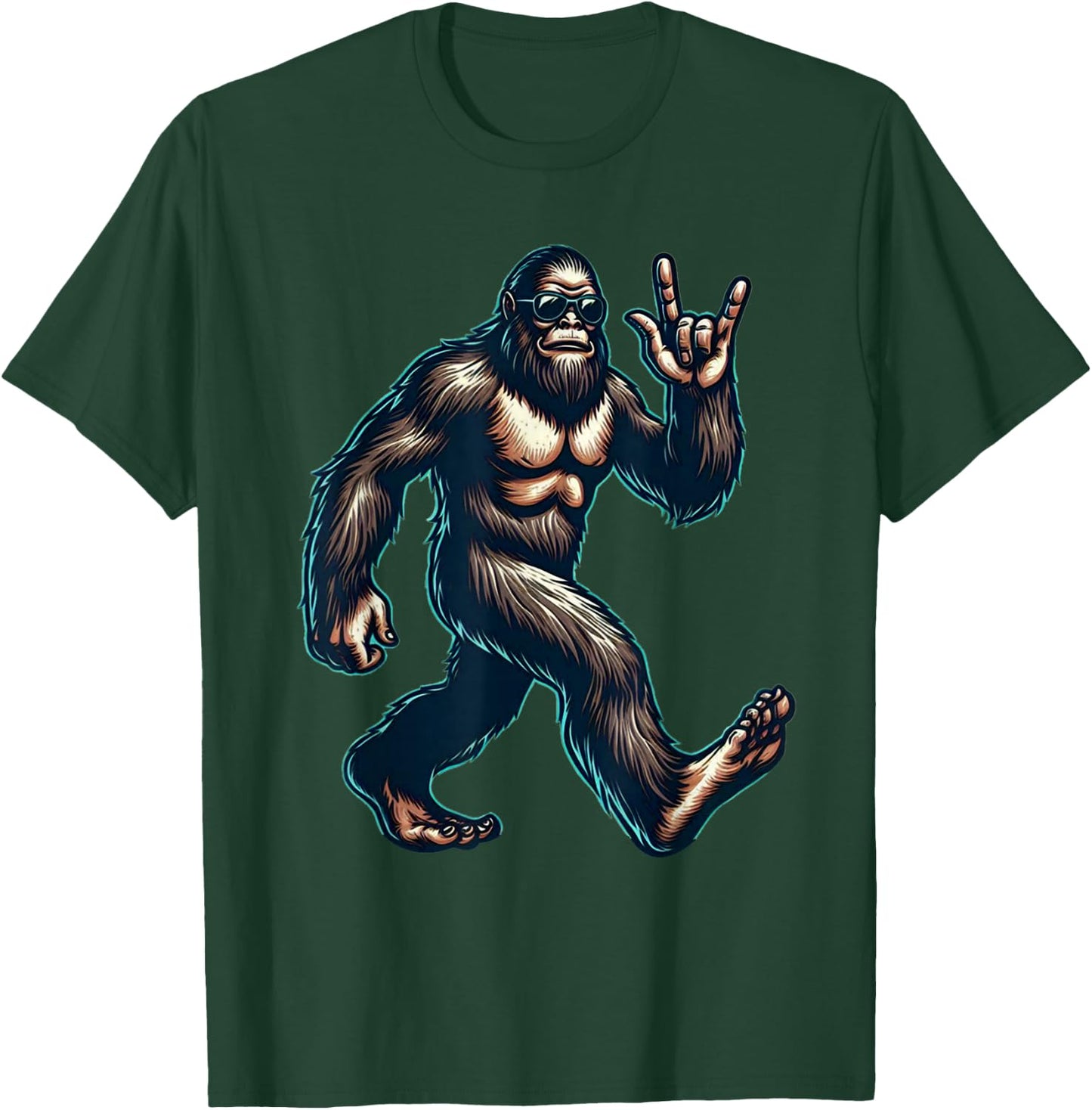 Bigfoot Sasquatch Loves Rock And Roll Dads Funny BigFoot T-Shirt - T-Shirt | Forest
