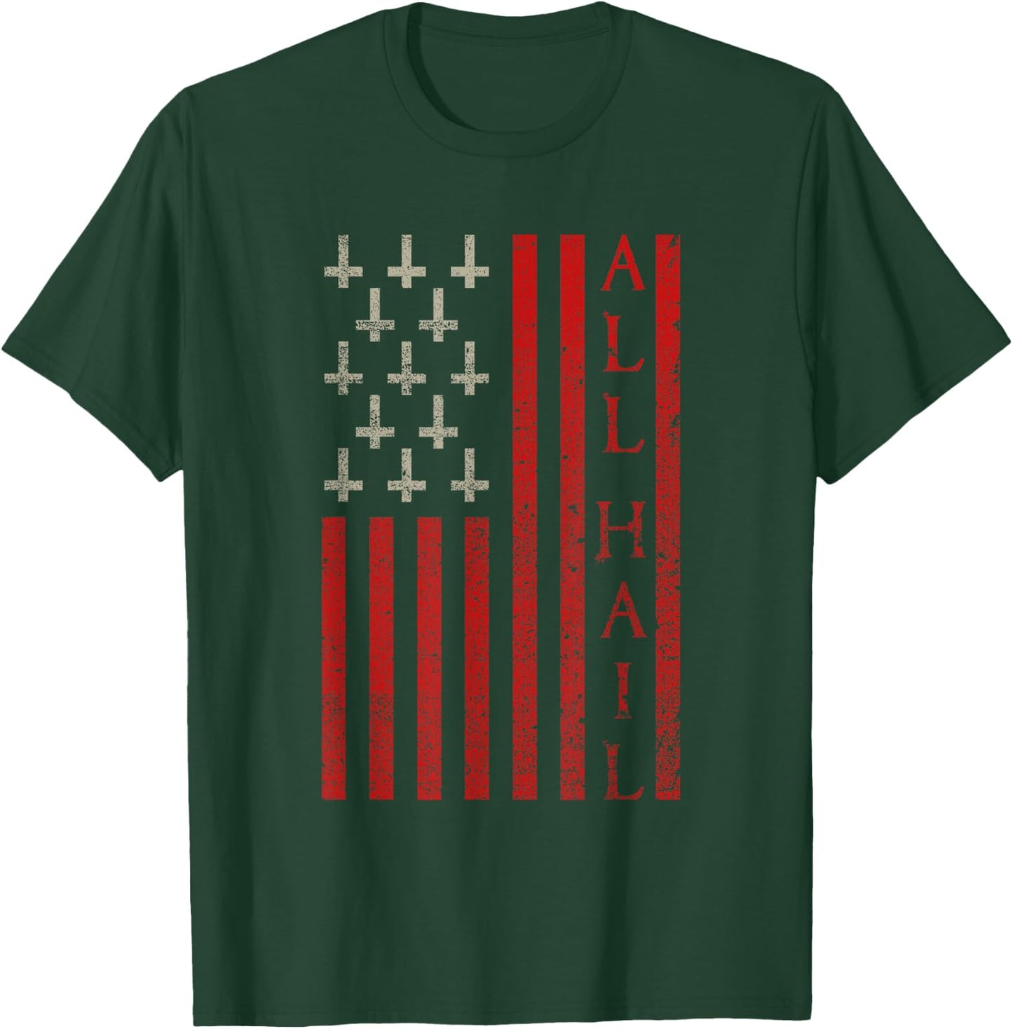 Patriotic Satan American Flag Occult Pentagram Baphomet 666 Men T-Shirt - T-Shirt | Forest