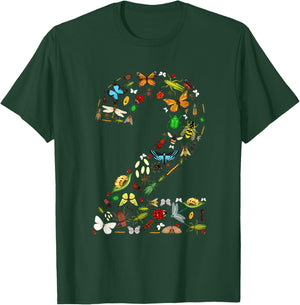 2 Years Old Two Bug 2nd Birthday Bugs Insects Boy Girl T-Shirt - T-Shirt | Forest