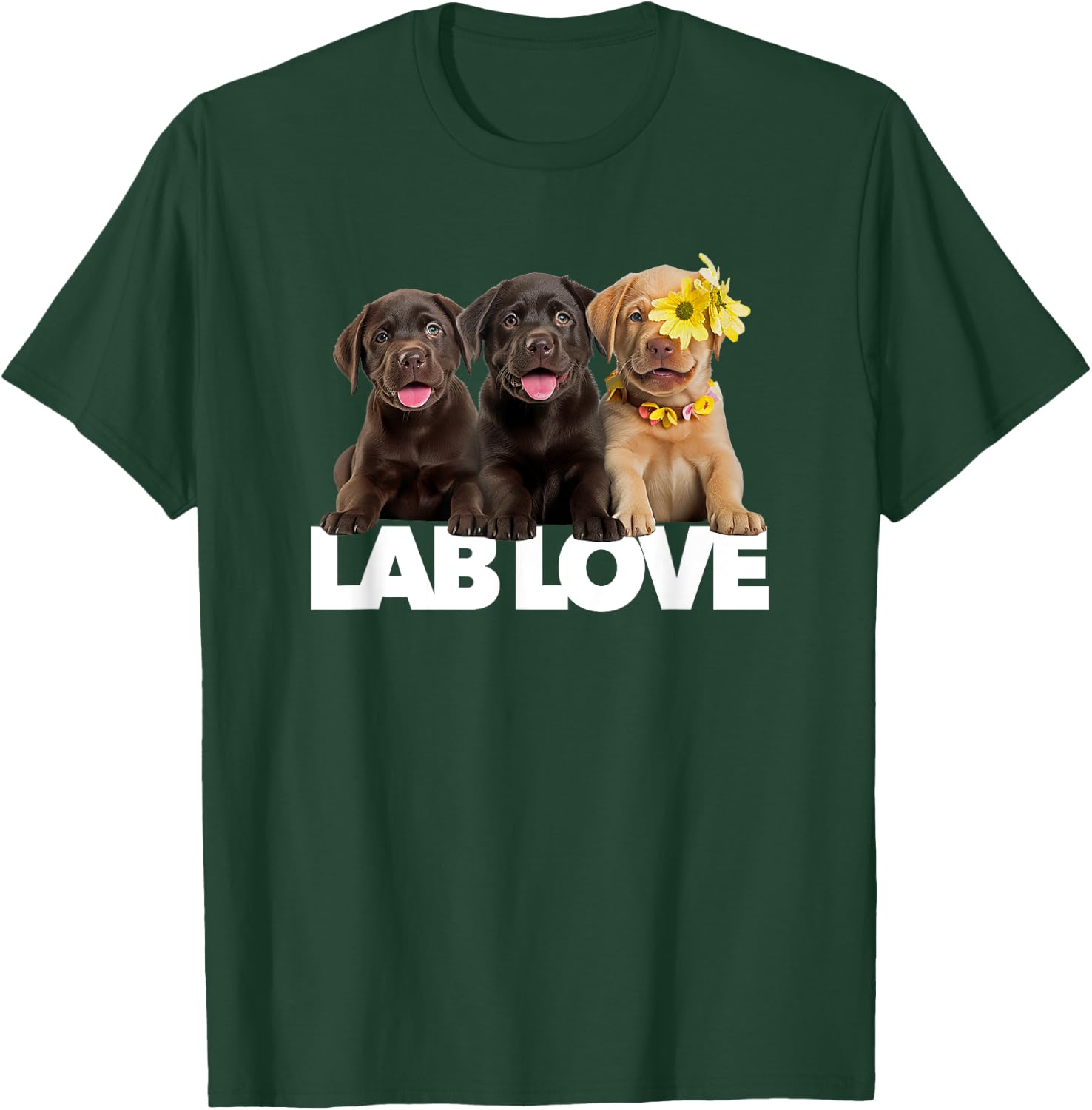 Lab Love labrador retriever chocolate black yellow dog puppy Men Women T-Shirt - T-Shirt | Forest