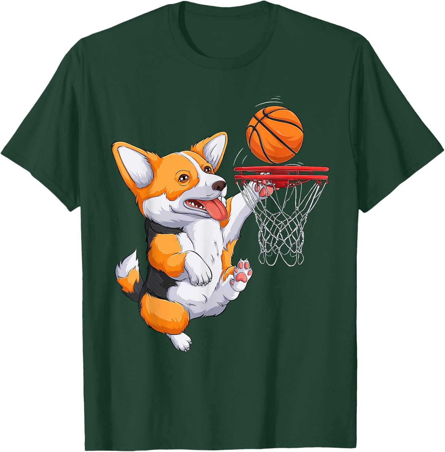Corgi puppy Corgi Basketball for Pet Lovers Women men Kids T-Shirt - T-Shirt | Forest