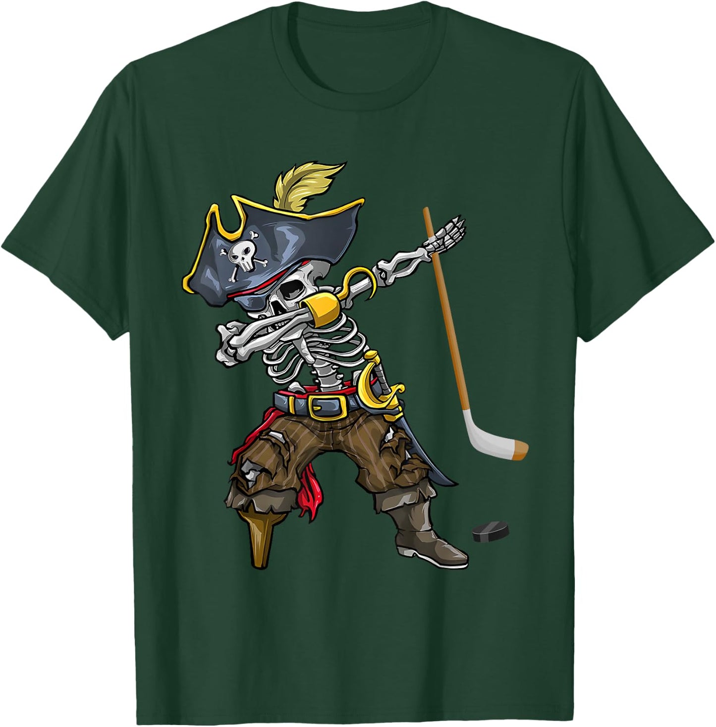 Dabbing Skeleton Pirate Hockey Lover Halloween Costume T-Shirt - T-Shirt | Forest