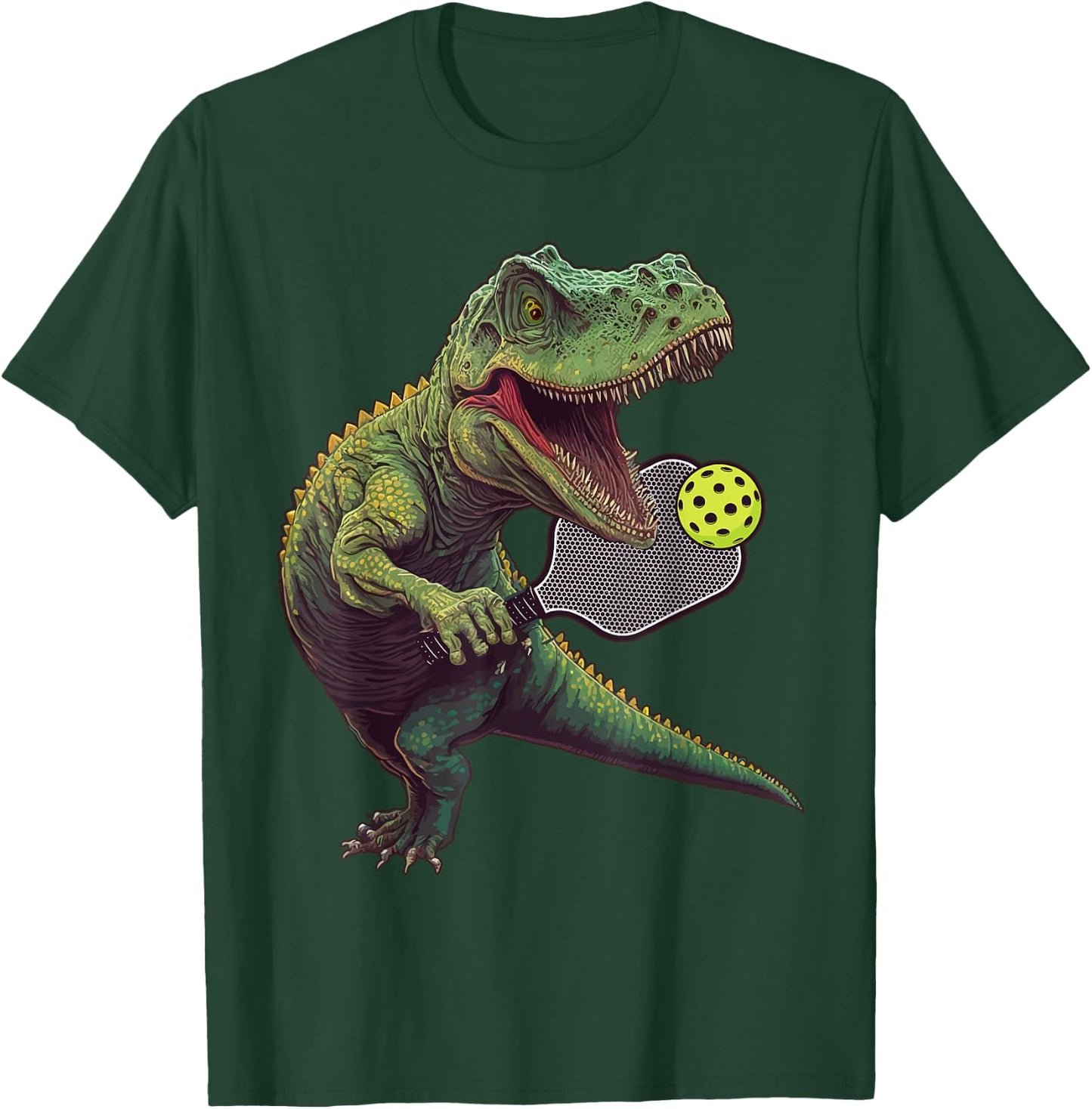 Funny Dinosaur Play Pickleball DM Green Classic Fit Short Sleeve T-Shirt - T-Shirt | Forest