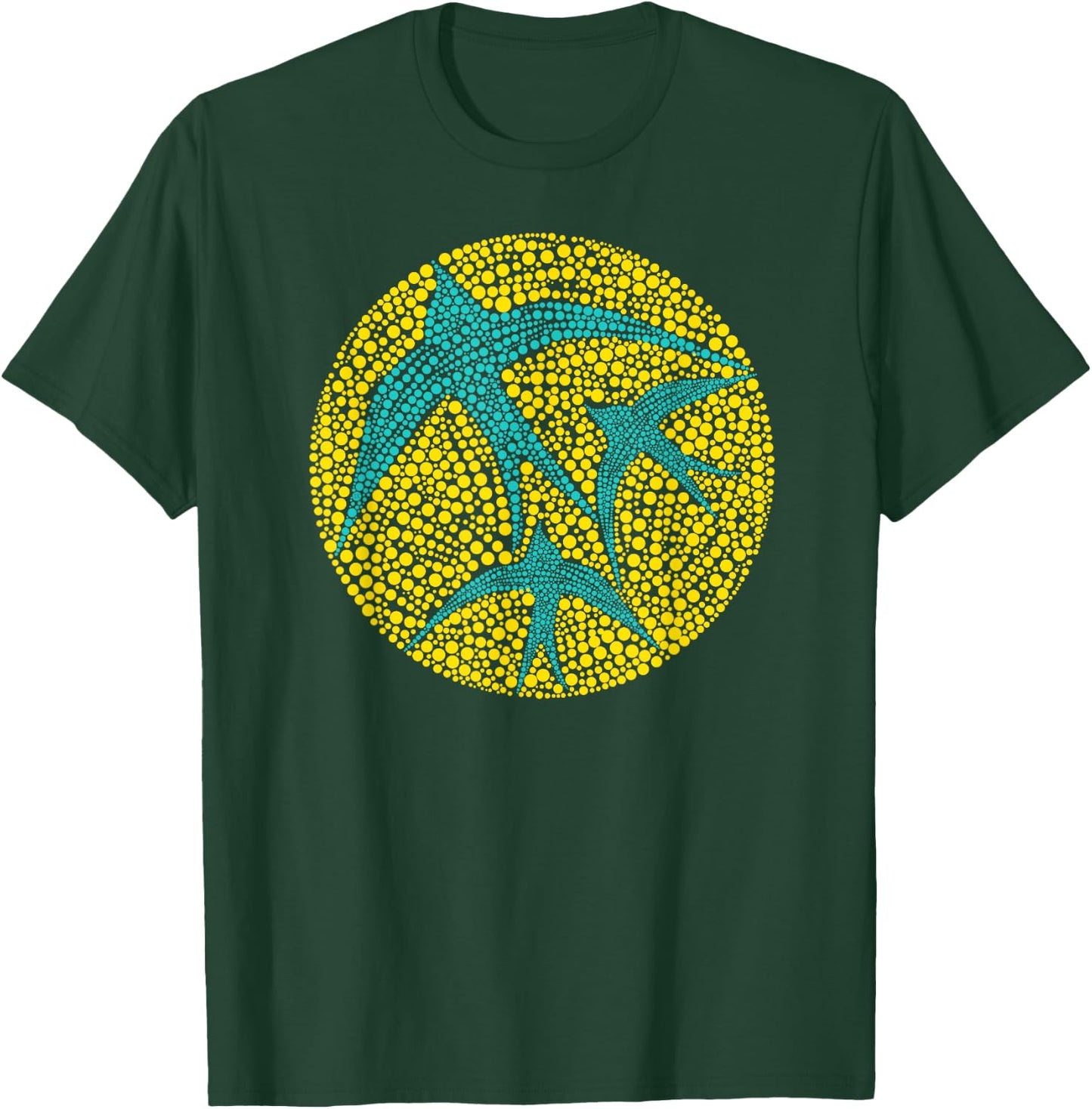 Swarm of Swallows Flying Aboriginal Art Style Flock of Birds T-Shirt - T-Shirt | Forest