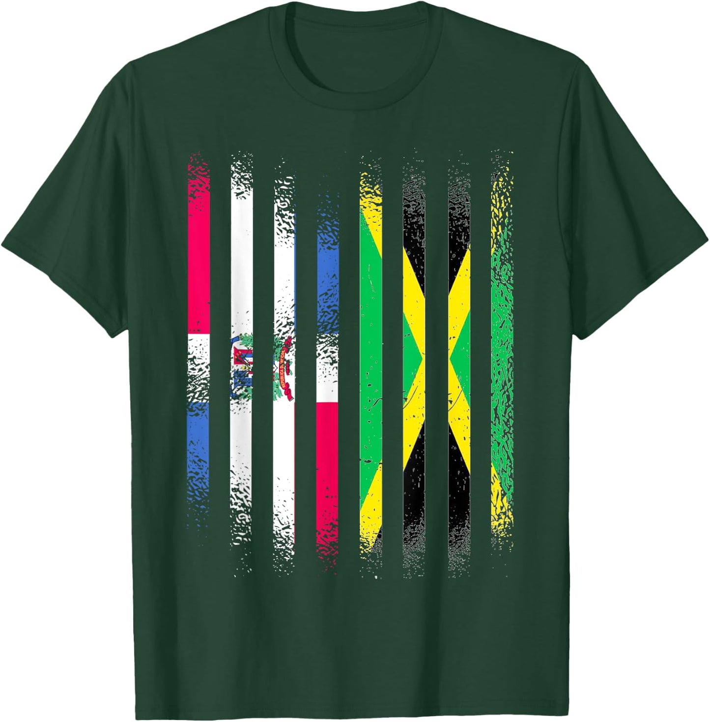 Dominican Republic Flag Jamaica Grown Country Flags Stripes T-Shirt - T-Shirt | Forest