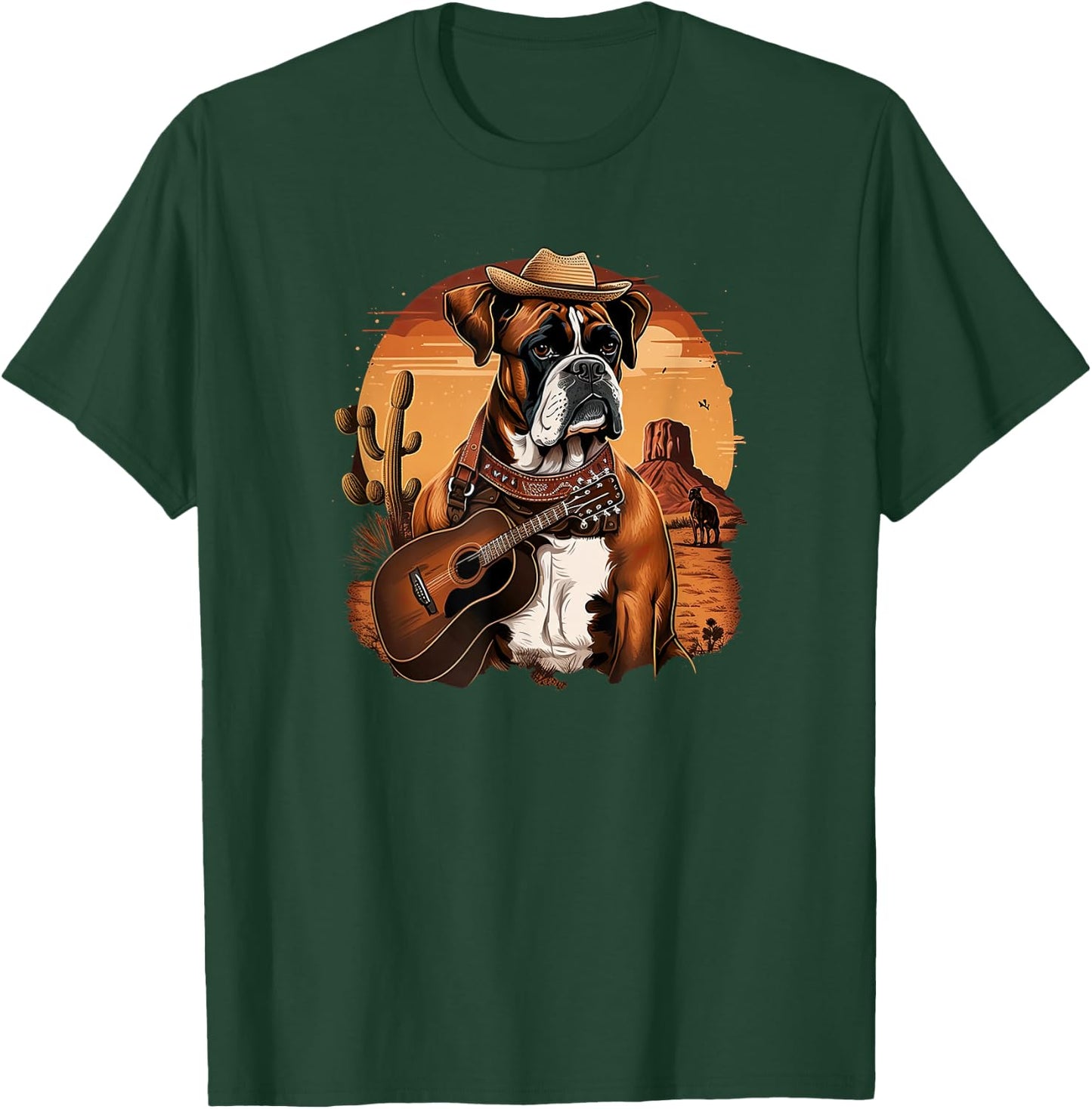 Funny Dog Boxer Country Music Rodeo Cowboy guitar T-Shirt - T-Shirt | Forest