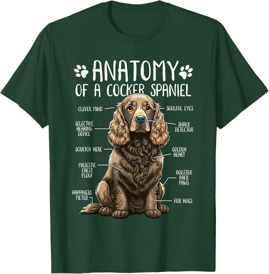 Funny Anatomy Cocker Spaniel Dog Cocker Spaniel Lover T-Shirt - T-Shirt | Forest