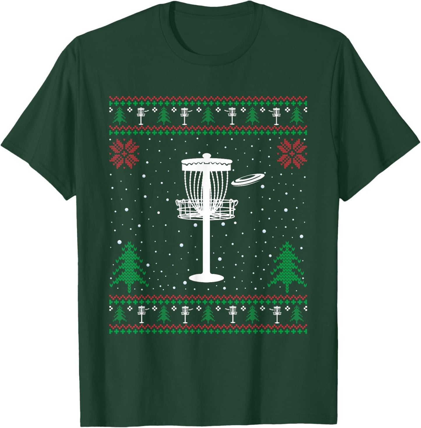 Funny Disc Golf Lovers Santa Hat Ugly Christmas Sweater T-Shirt - T-Shirt | Forest