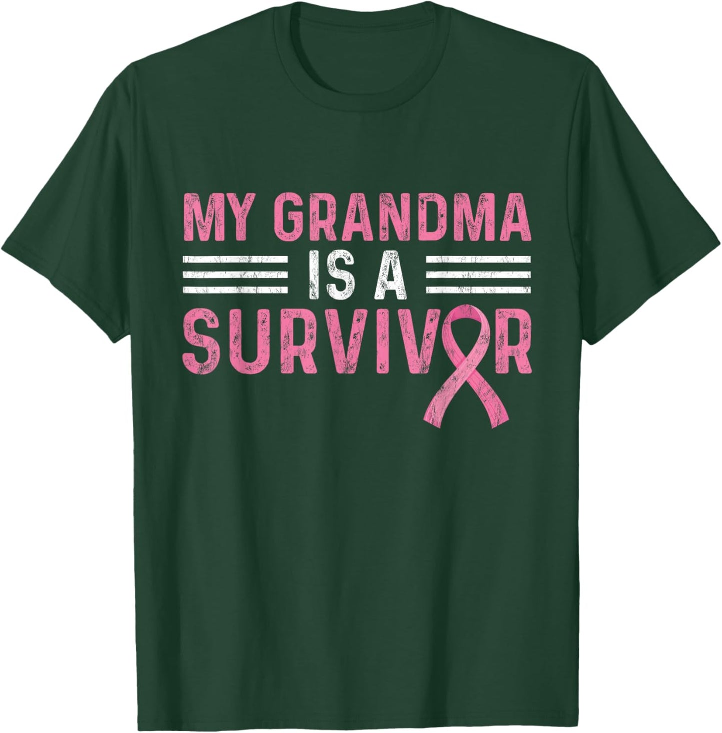 My Grandma Is A Survivor Pink Ribbon Breast Cancer Awareness T-Shirt - T-Shirt | Forest