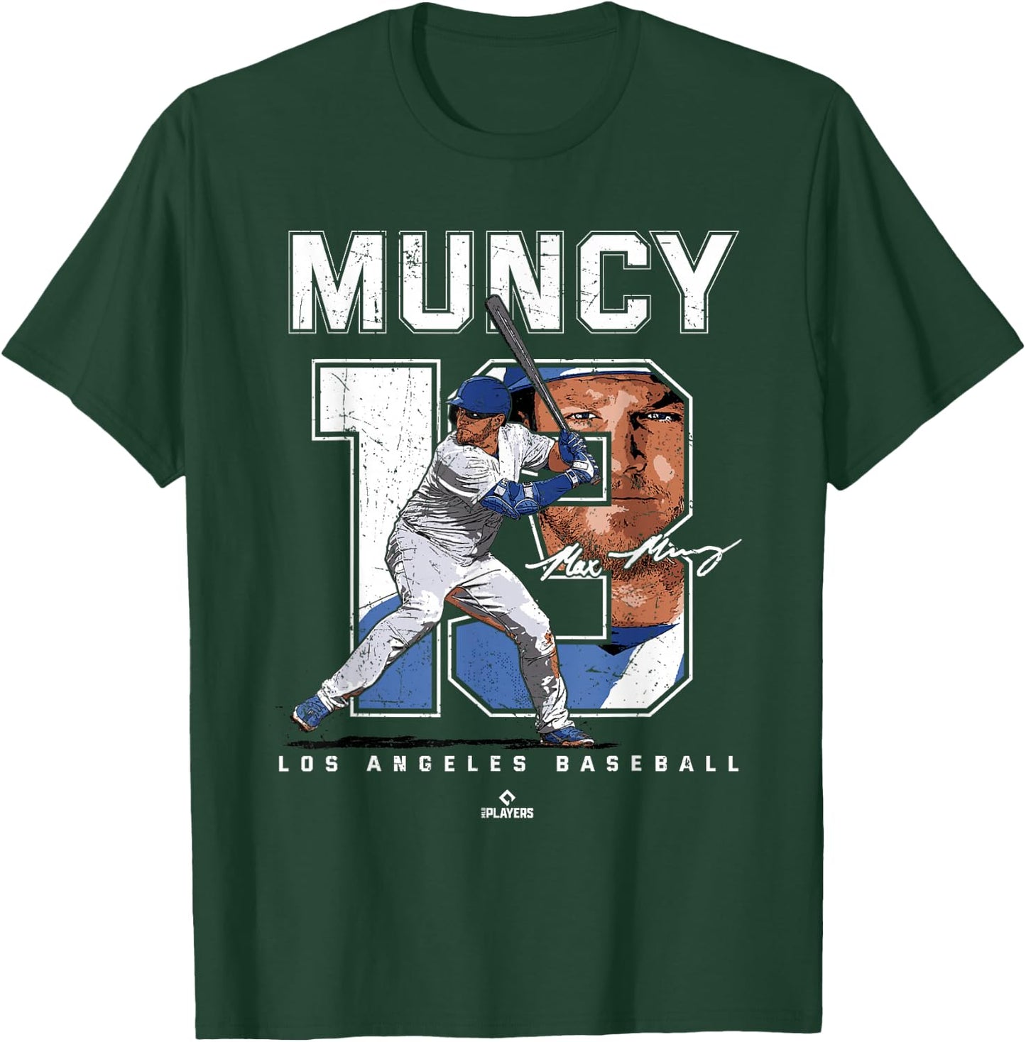 Number and Portrait Max Muncy Los Angeles MLBPA T-Shirt - T-Shirt | Forest