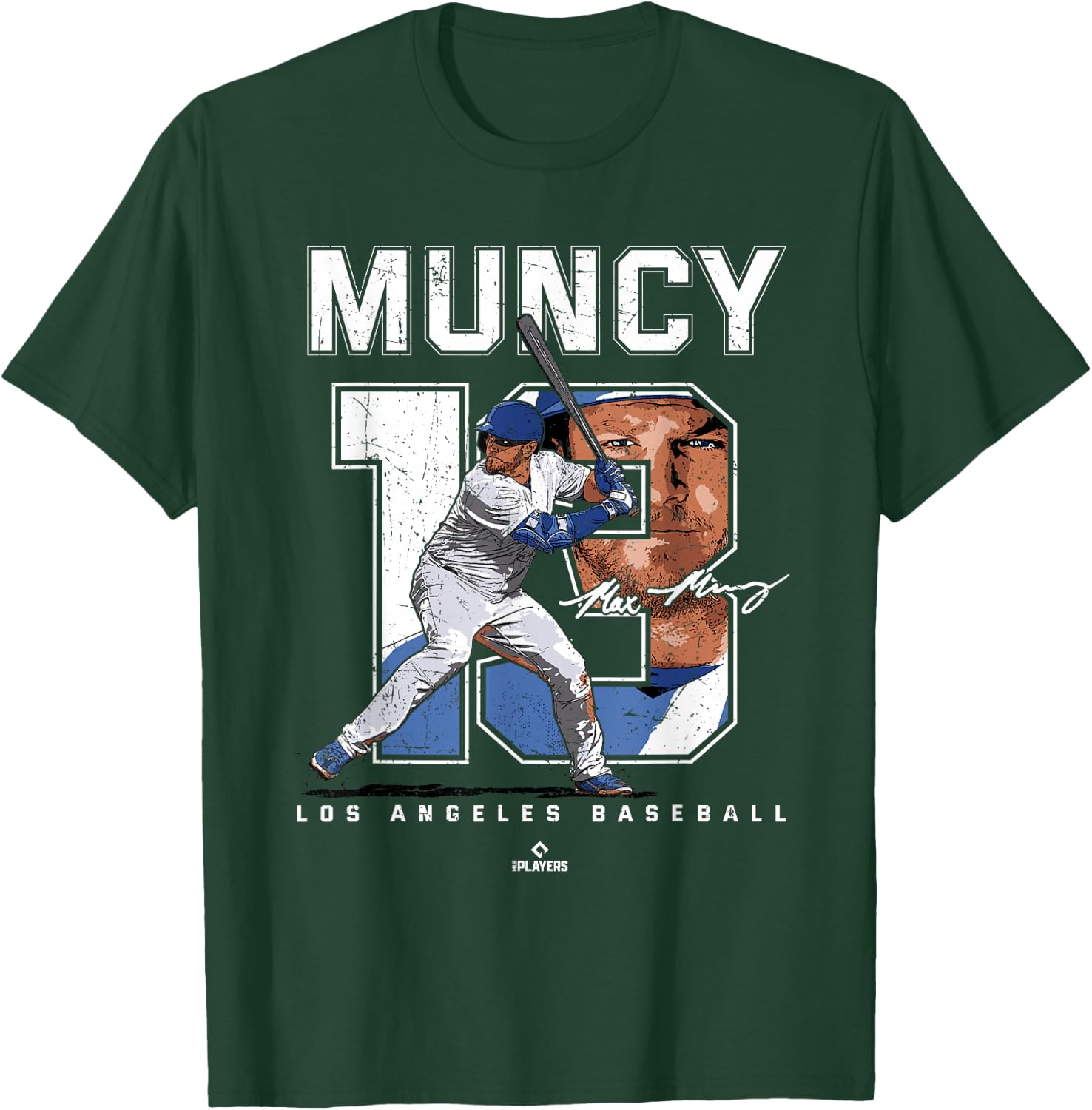 Number and Portrait Max Muncy Los Angeles MLBPA T-Shirt - T-Shirt | Forest