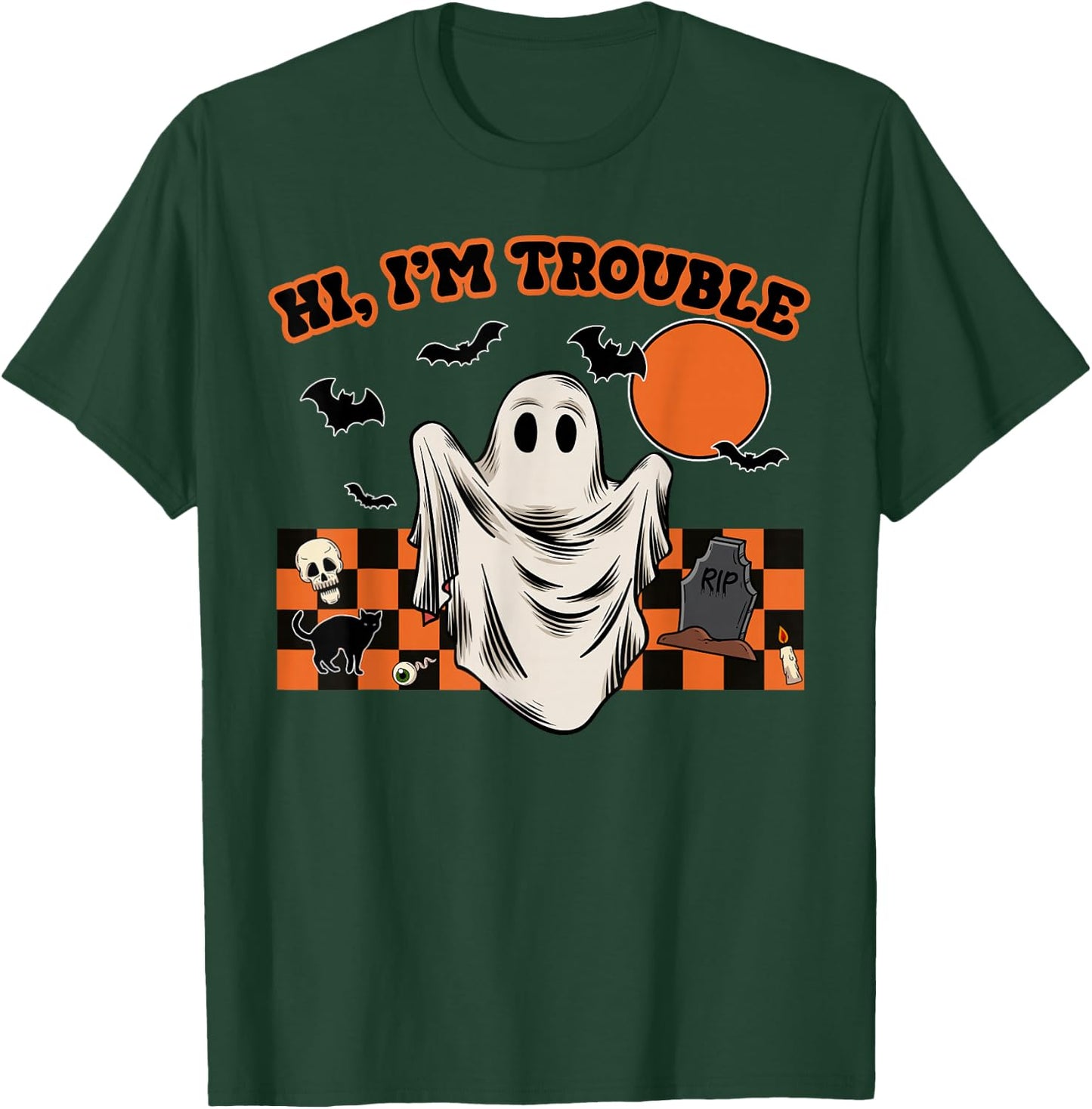 Hi, I'm Trouble Funny Couples Halloween Costume Him Her T-Shirt - T-Shirt | Forest