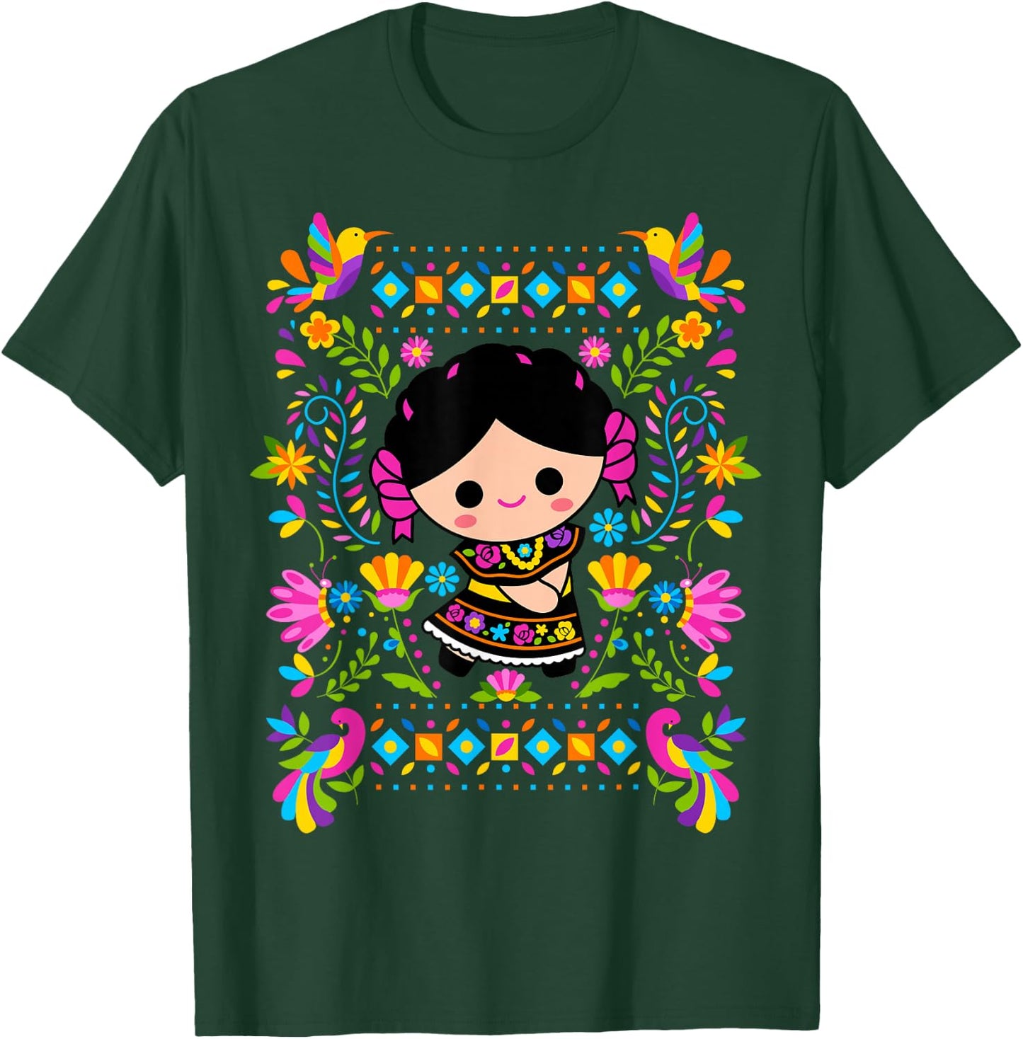 Viva Mexico Mexican Girl Kids Flag Independence Day Girls T-Shirt - T-Shirt | Forest
