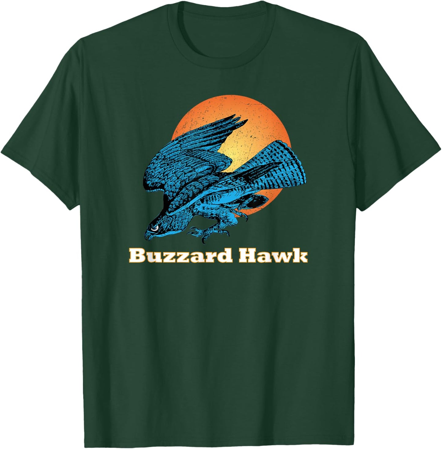 Happy Happy Halloween Blue Buzzard Hawk Orange Moon Light T-Shirt - T-Shirt | Forest