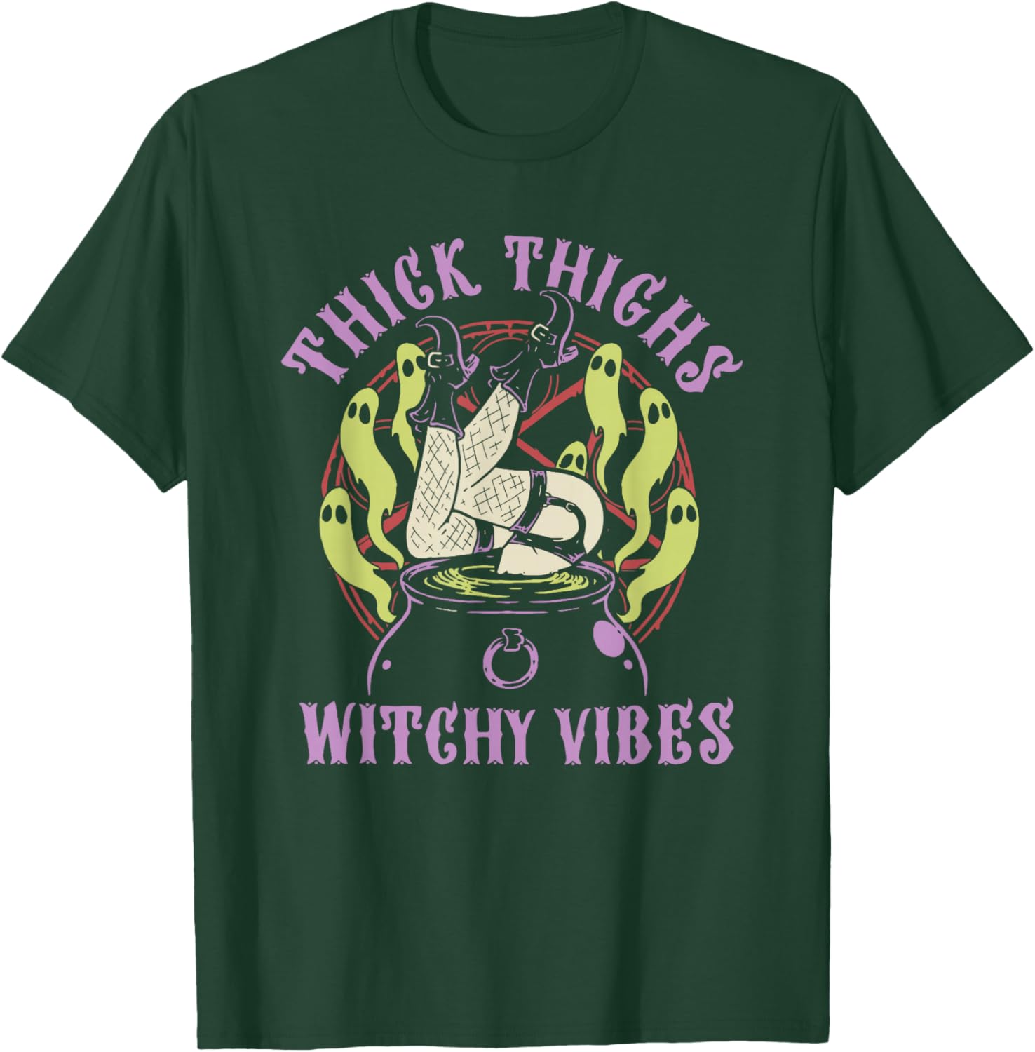 Thick Thighs Witchy Vibes Apparel T-Shirt - T-Shirt | Forest
