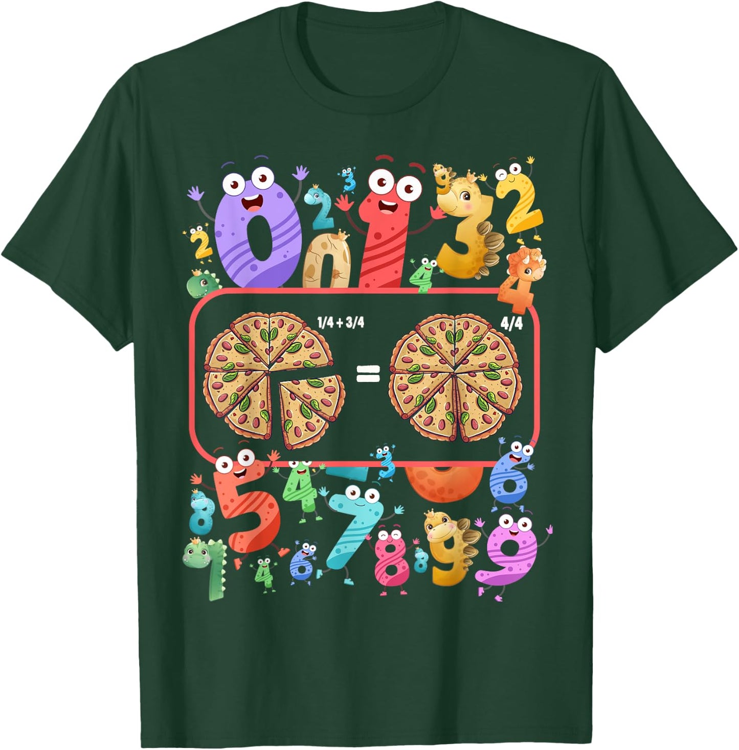 Maths Day Costume Idea For Kids & Pizza Numbers Fraction T-Shirt - T-Shirt | Forest