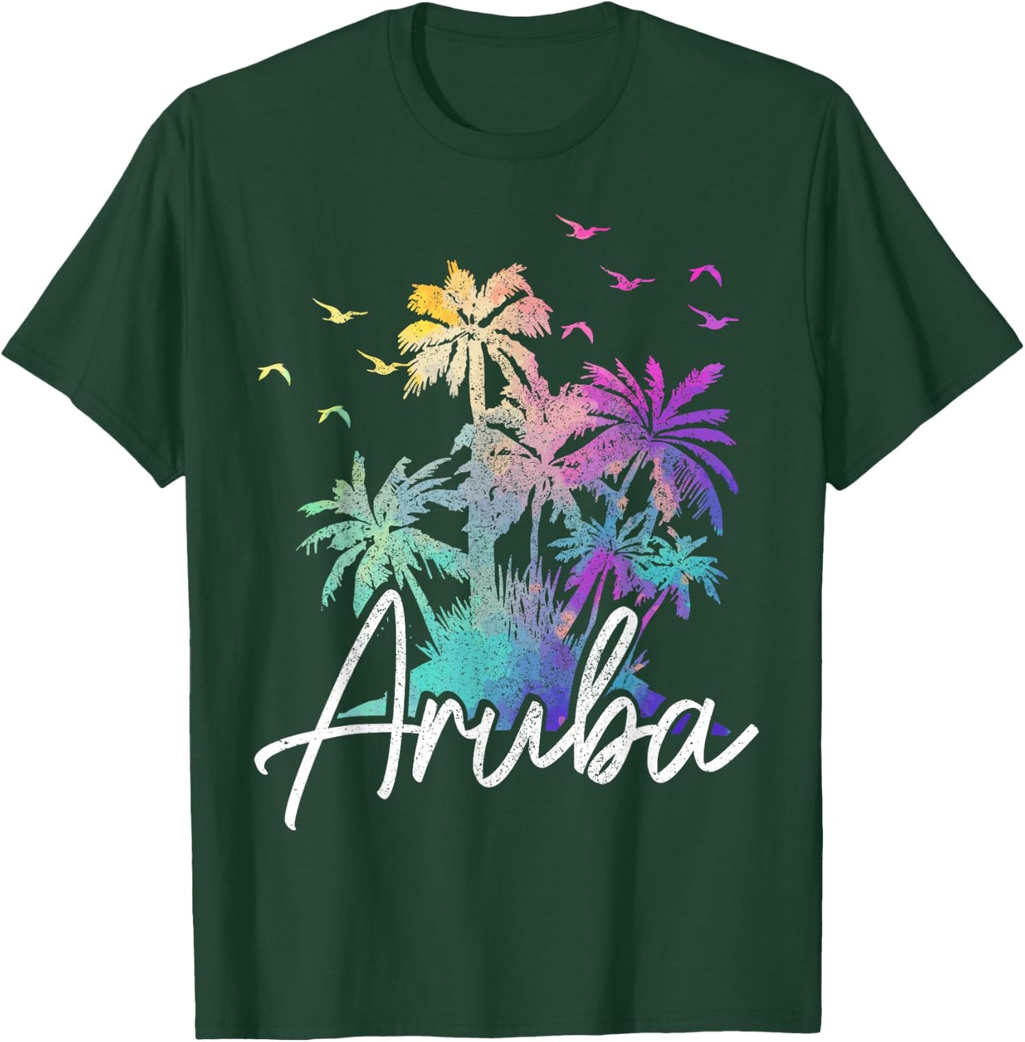 We Love Aruba Aruba Beach Vintage Palm Trees Women's Black T-Shirt - T-Shirt | Forest