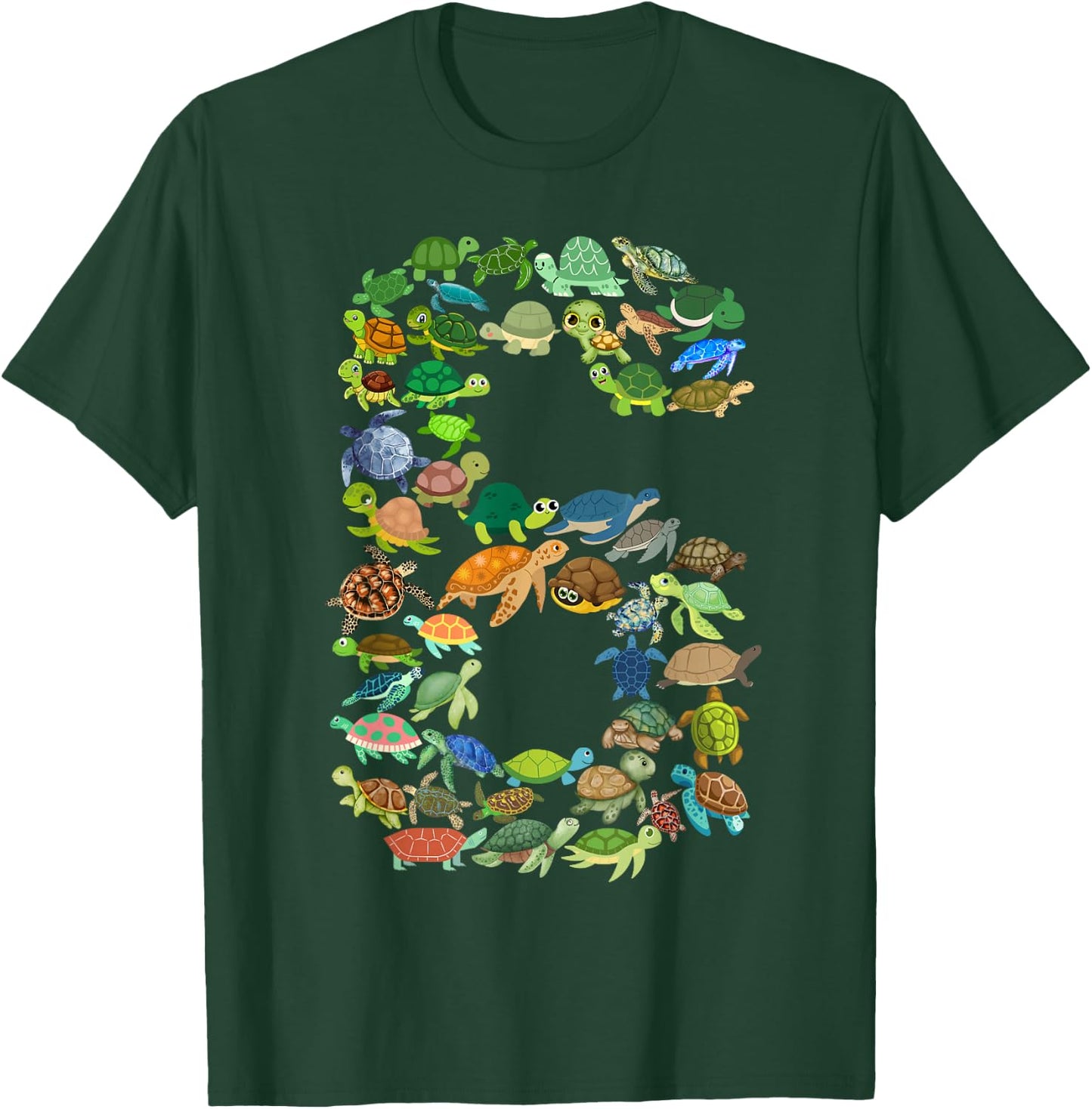 Kids 6th Birthday Sea Turtle Tortoise Themed 6 Year Old Boys T-Shirt - T-Shirt | Forest