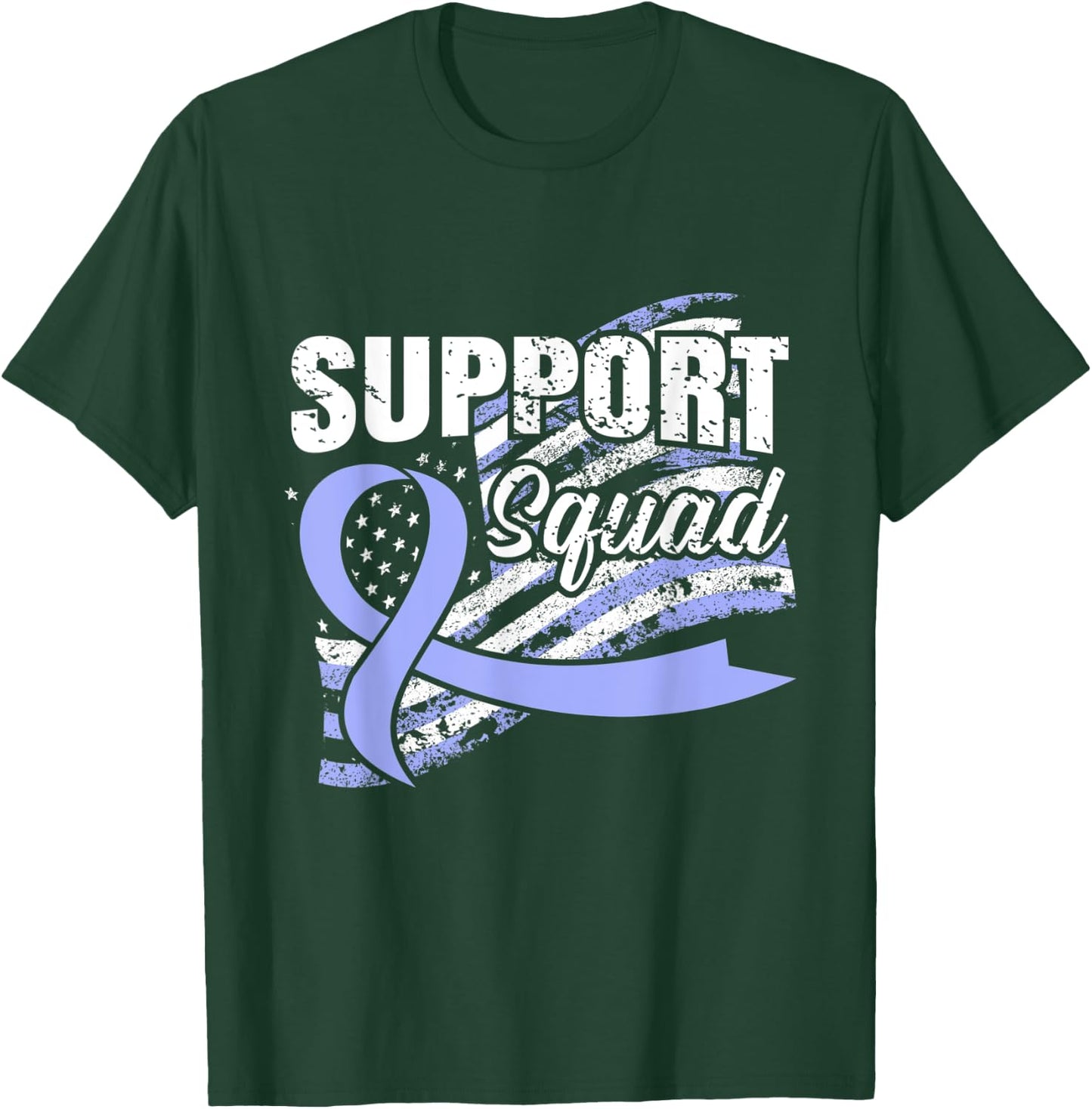 Esophageal Cancer Support Squad USA Flag Awareness Ribbon Women Men T-Shirt - T-Shirt | Forest