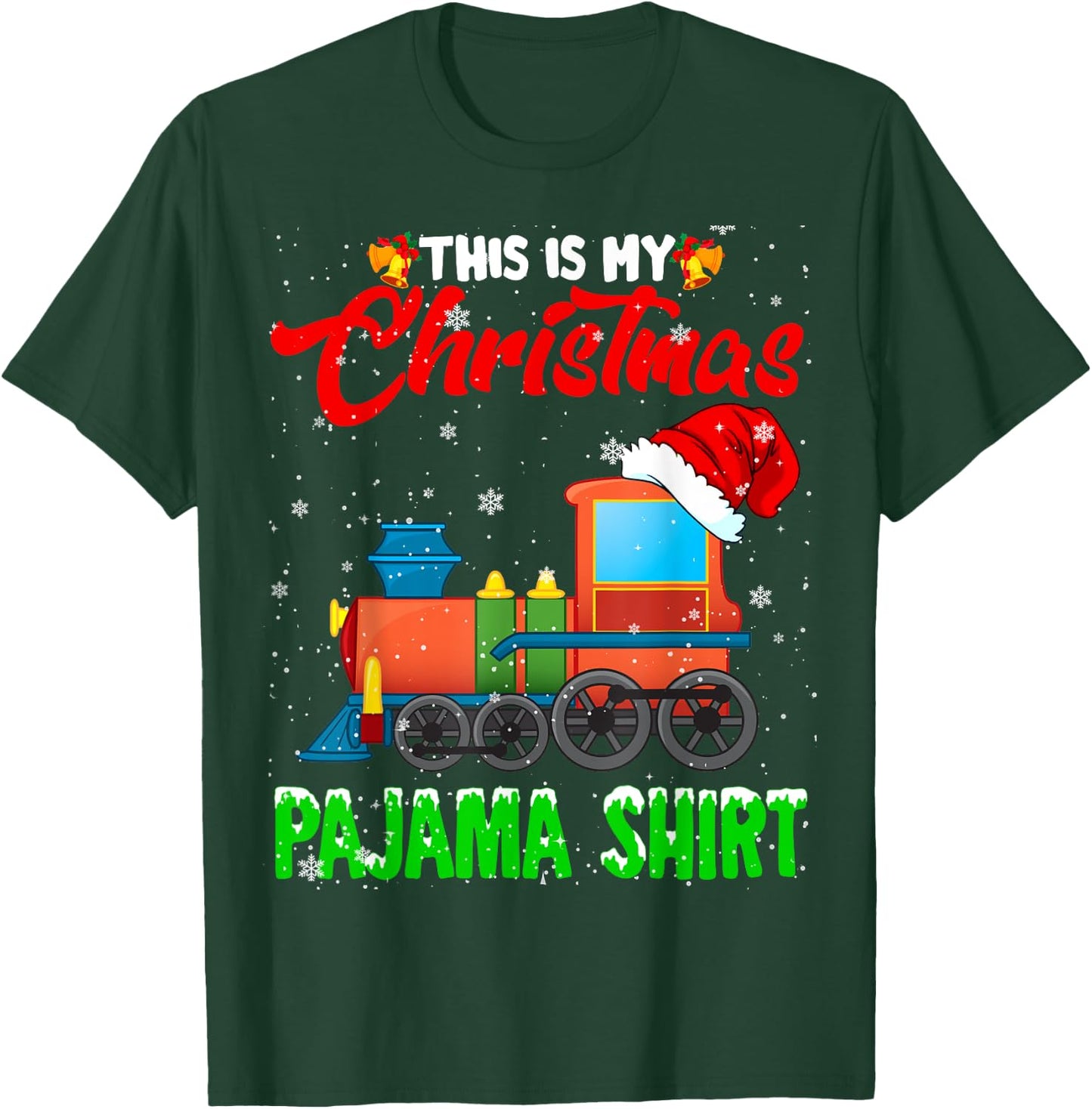 Christmas Pajama Funny Santa Train Farmer Kids Christmas T-Shirt - T-Shirt | Forest