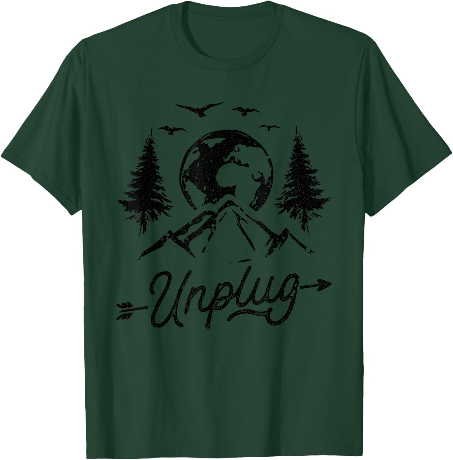 Unplug Hiking Camping Mountain Forest Hiker T-Shirt - T-Shirt | Forest