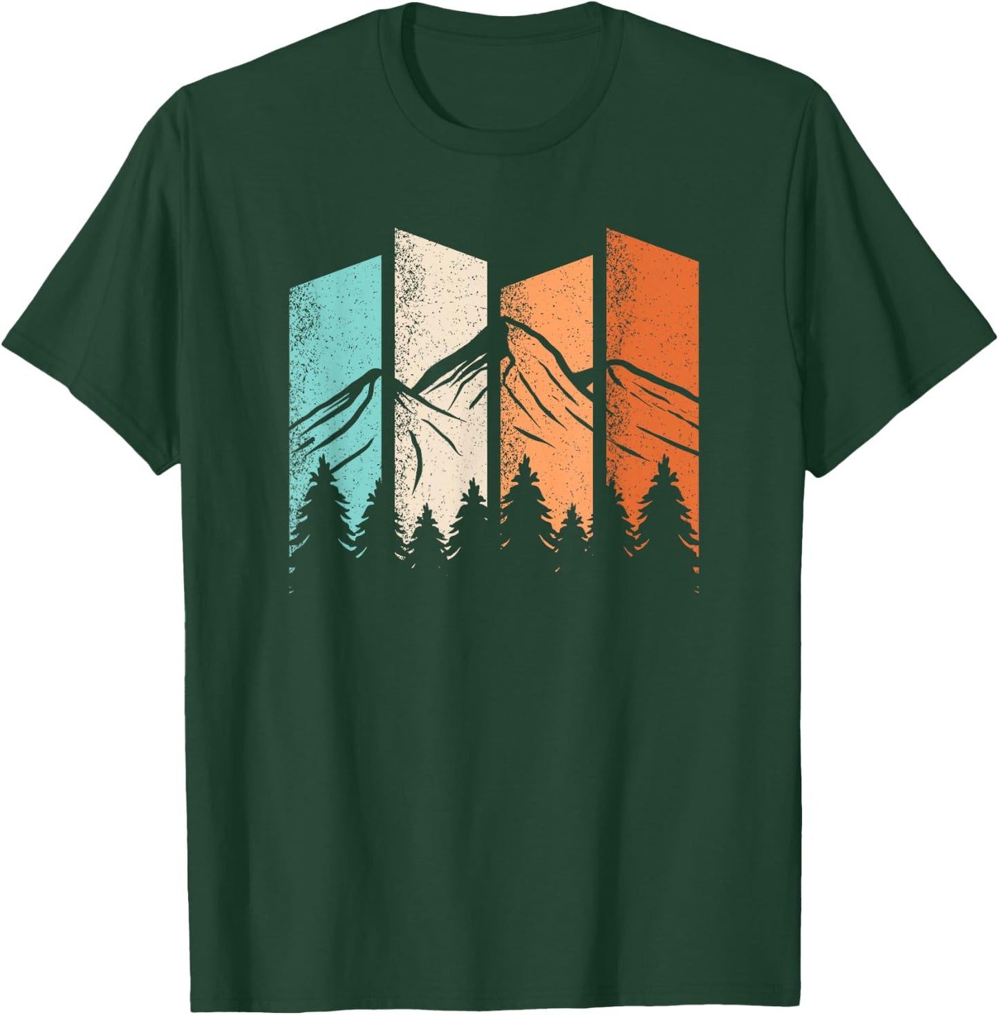 Retro Camping Hiking Nature Landscape Outdoor Men Women T-Shirt - T-Shirt | Forest