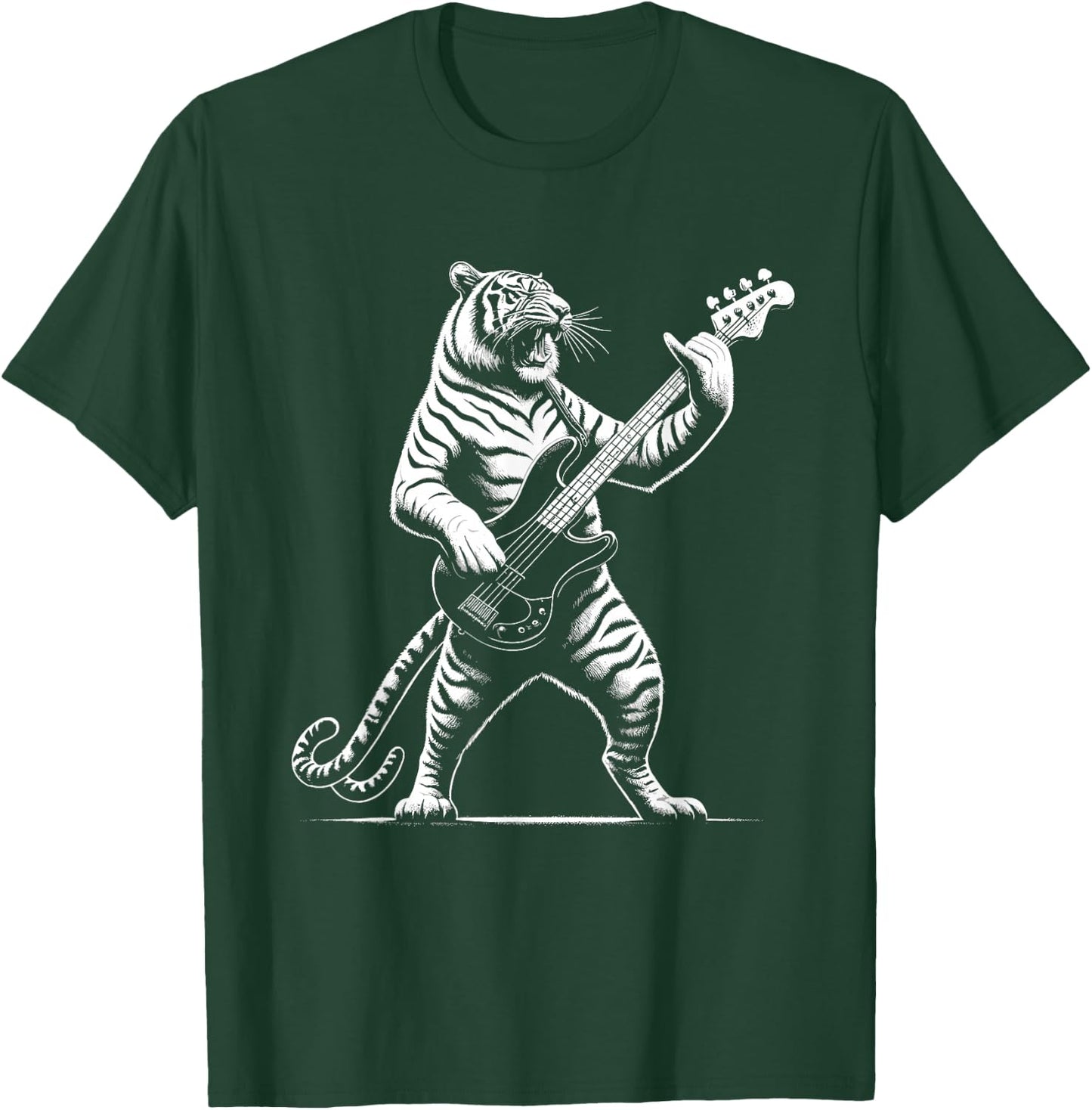 Rock n Roll Tiger Playing Guitar Funny Tiger T-Shirt - T-Shirt | Forest