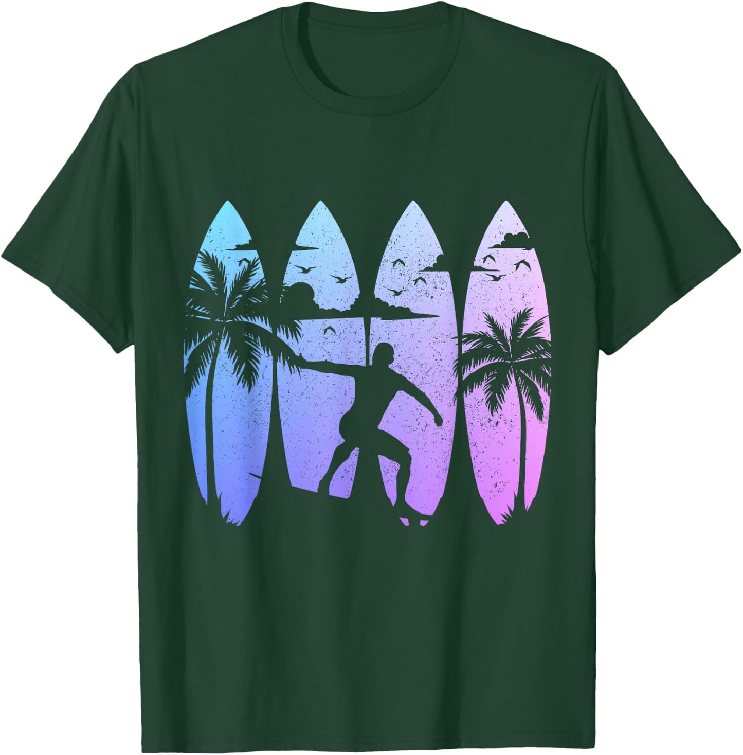 Surfer Surfboard Vintage Surfing Beach Summer Surf T-Shirt - T-Shirt | Forest