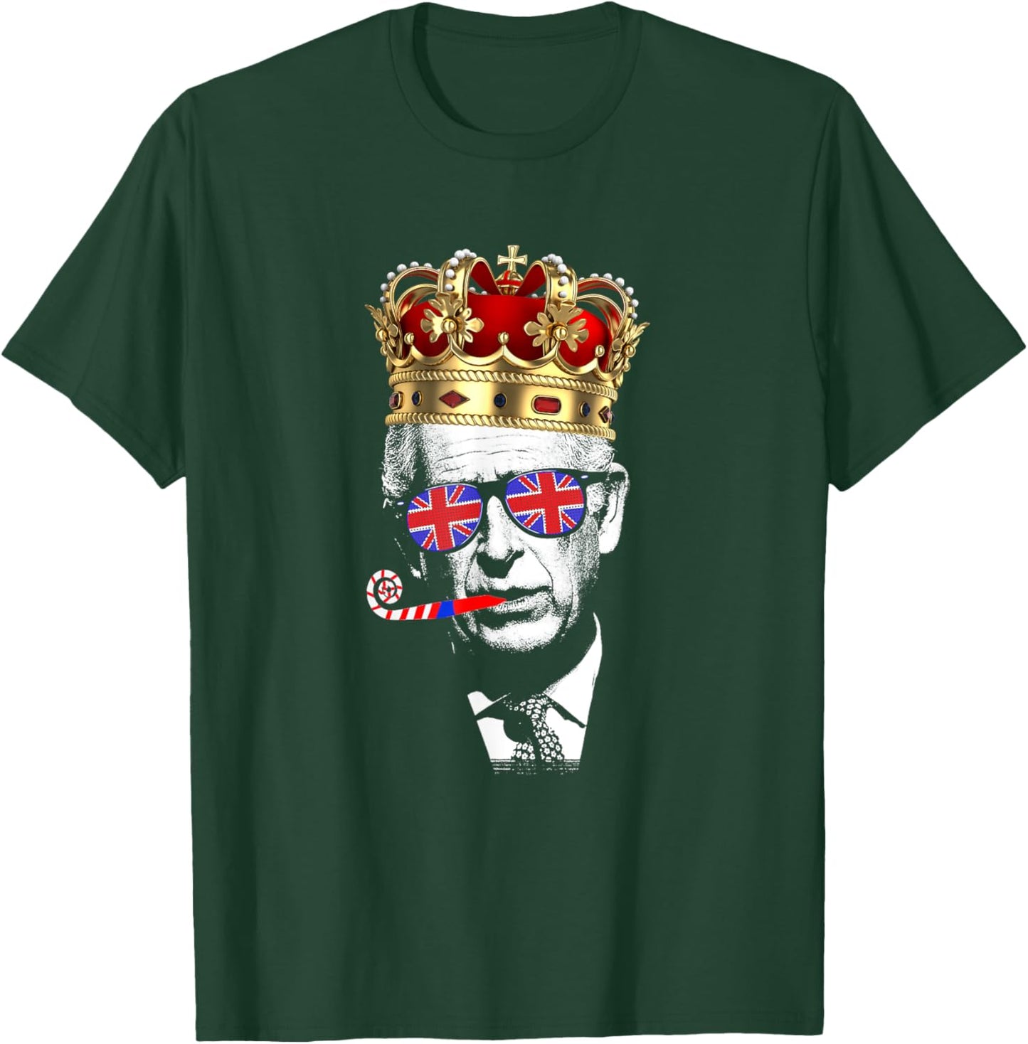 Party King, Funny Coronation King Charles Union Jack & Crown T-Shirt - T-Shirt | Forest