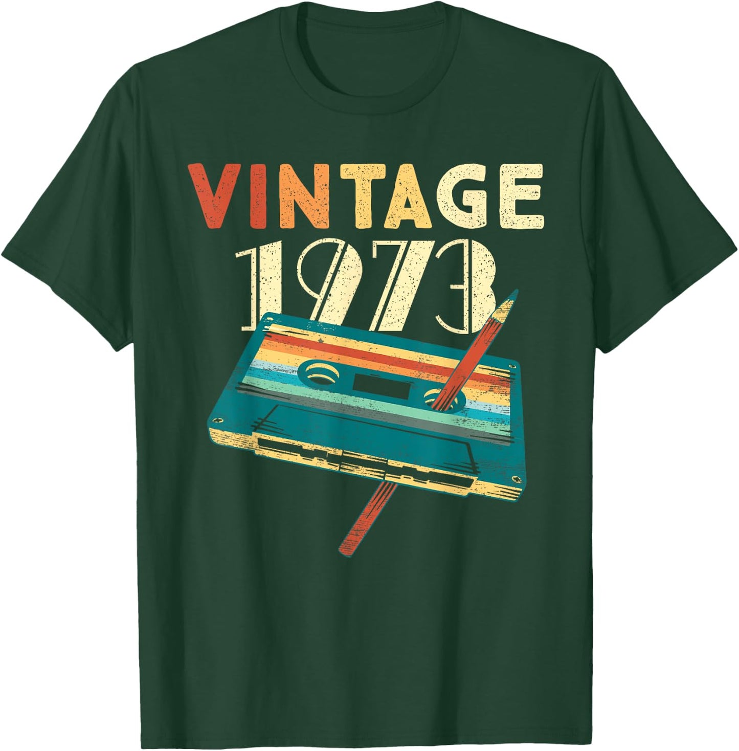 Vintage 1973 Music Cassette 52nd Birthday Gifts 52 Years Old T-Shirt - T-Shirt | Forest