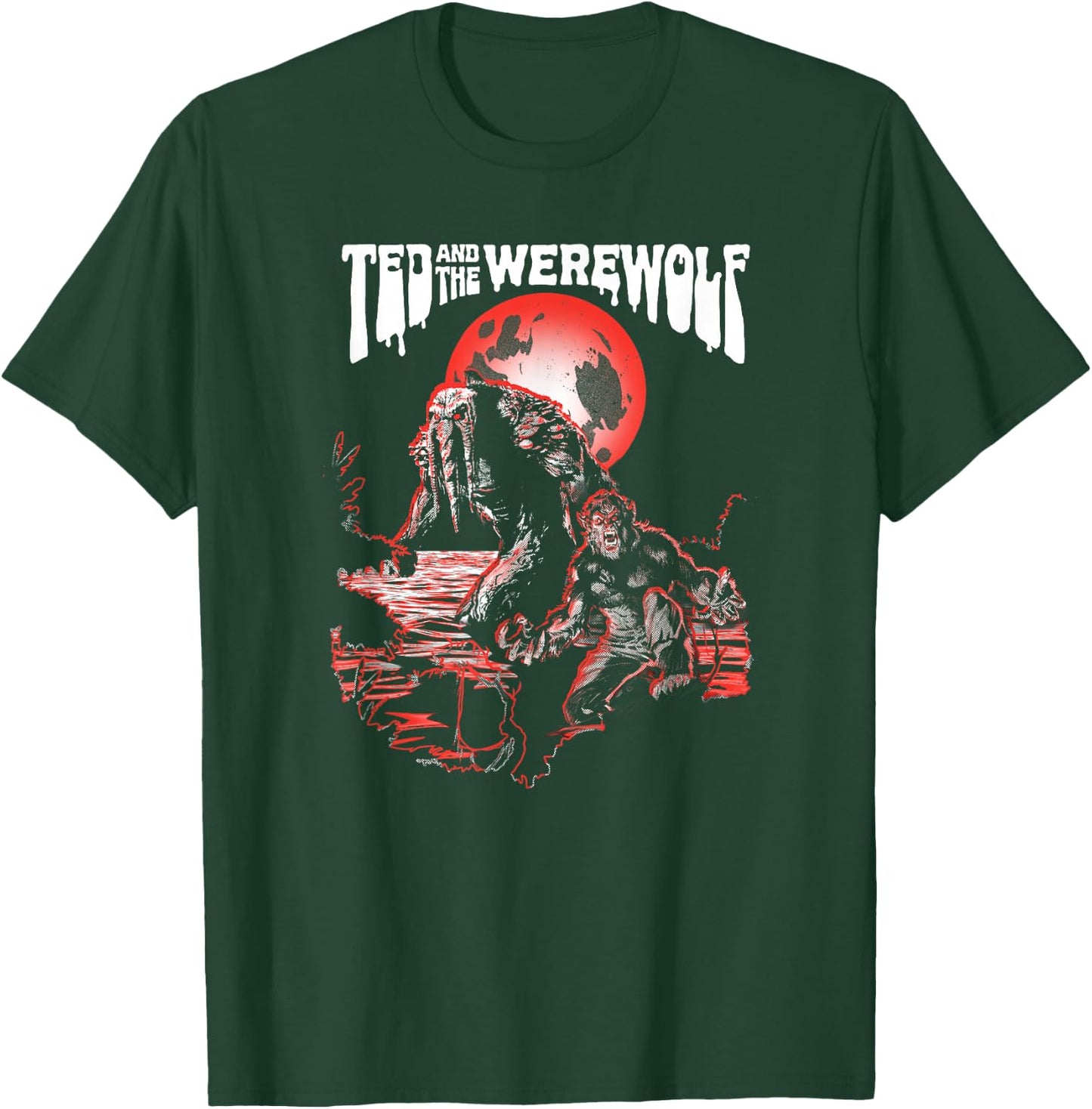 Marvel Werewolf by Night Ted And The Werewolf Comic Red T-Shirt - T-Shirt | Forest
