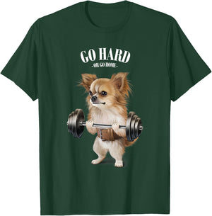 Chihuahua Dog Weightlifting in Fitness Gym Men Women Kids T-Shirt - T-Shirt | Forest