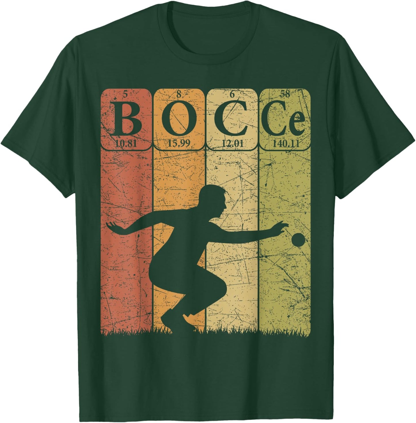 Bocce Periodic Table Elements Bocce Player Petanque Vintage T-Shirt - T-Shirt | Forest