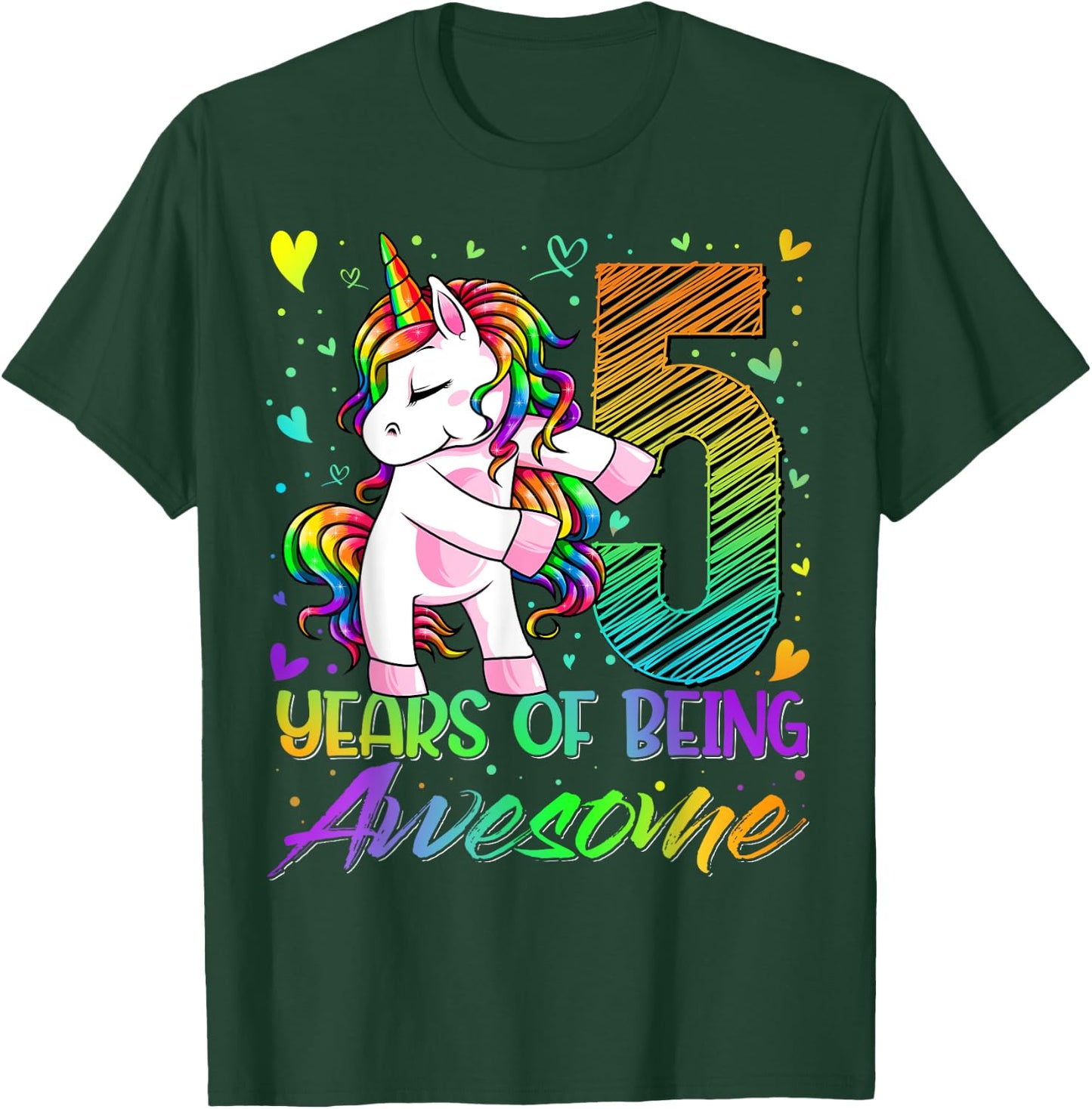5 Year Old Gifts Unicorn Flossing 5th Birthday Girl Party T-Shirt - T-Shirt | Forest