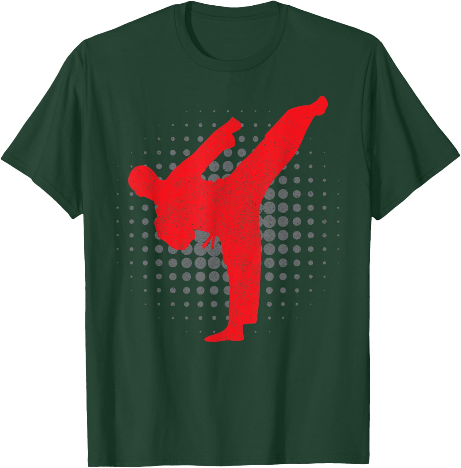 Taekwondo Kick Karate Boys Girls Martial Arts Vintage Dobak T-Shirt - T-Shirt | Forest