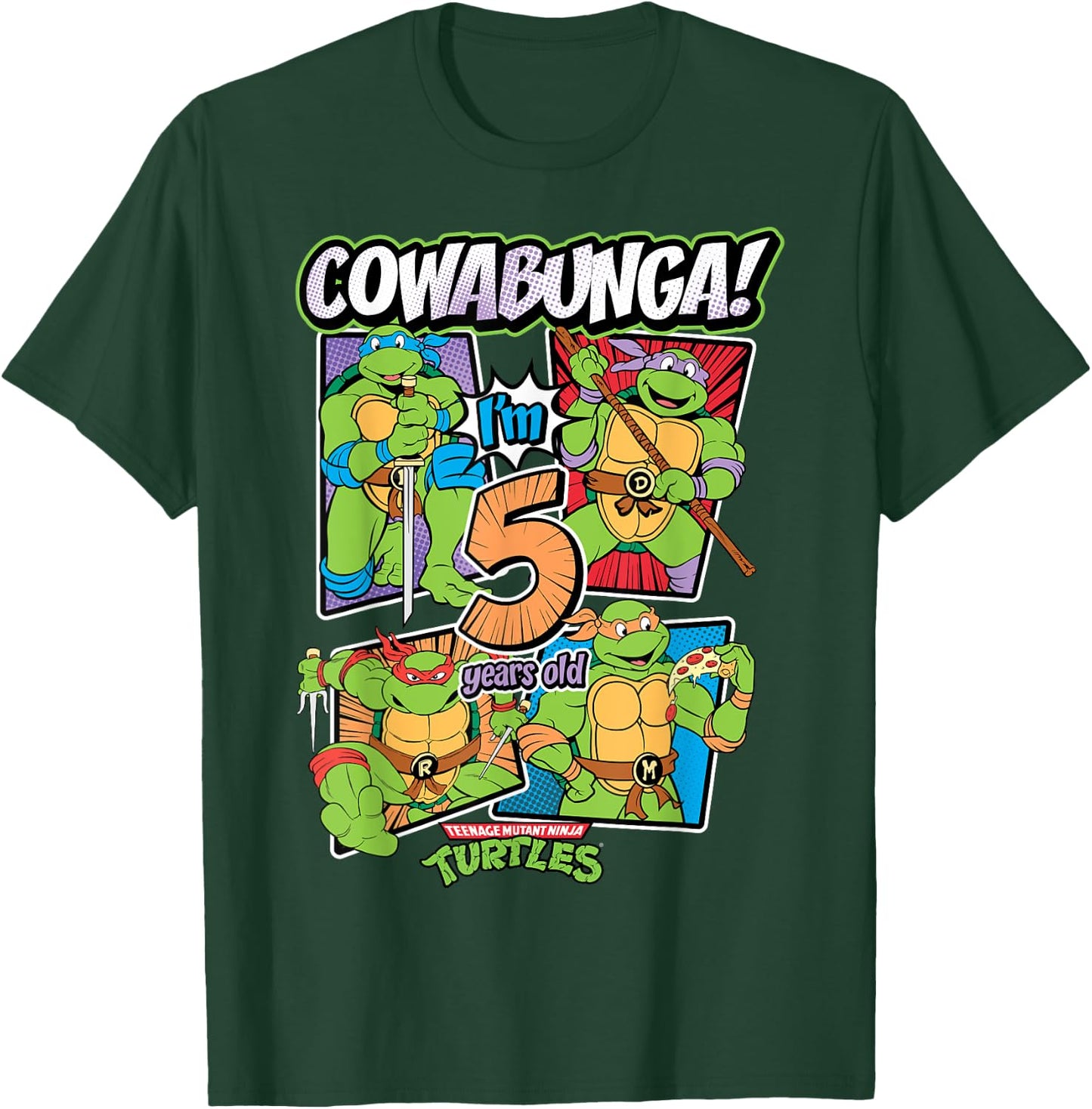 Mademark x Teenage Mutant Ninja Turtles - Cowabunga I'm 5 Years Old Teenage Mutant Ninja Turtles T-Shirt - T-Shirt | Forest