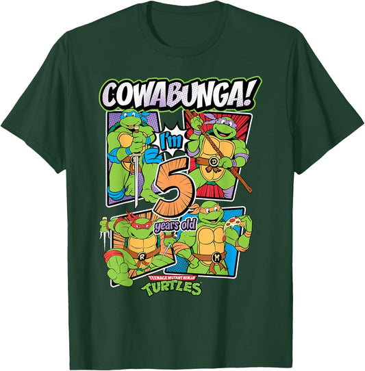Mademark x Teenage Mutant Ninja Turtles - Cowabunga I'm 5 Years Old Teenage Mutant Ninja Turtles T-Shirt - T-Shirt | Forest