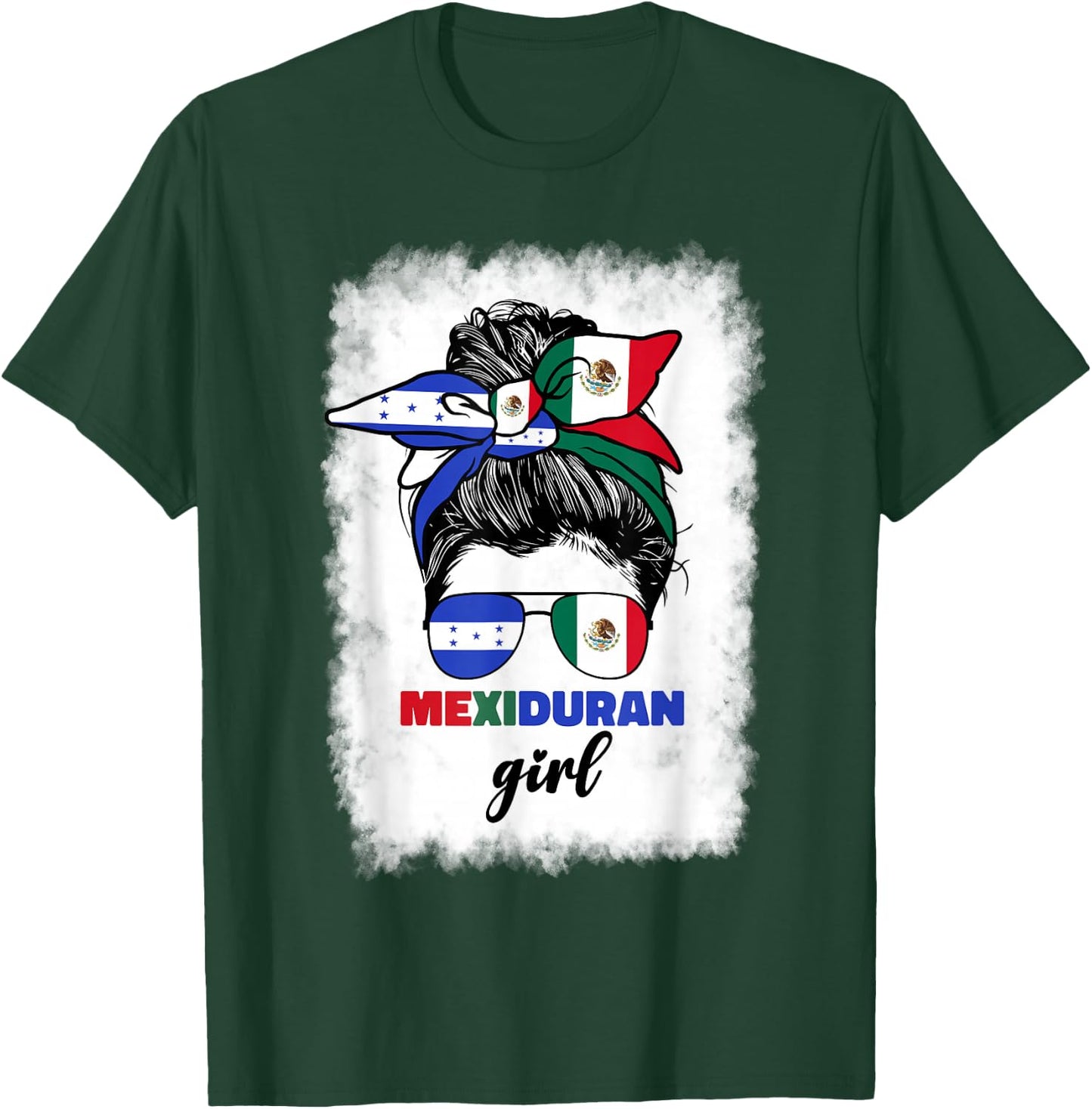 Half Mexican And Honduran Mexico Honduras Flag Girl T-Shirt - T-Shirt | Forest