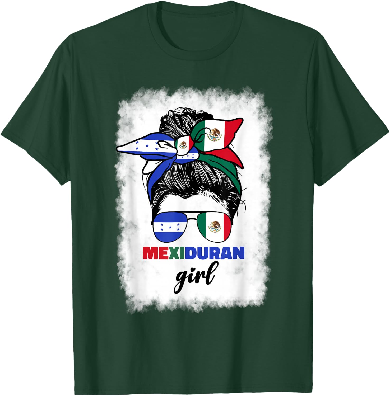Half Mexican And Honduran Mexico Honduras Flag Girl T-Shirt - T-Shirt | Forest