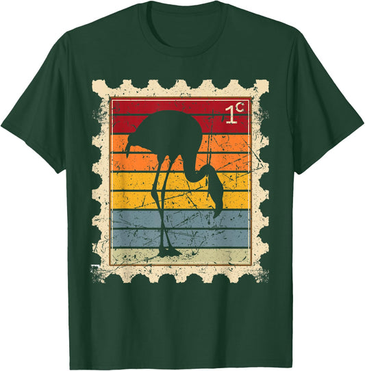 Postage Stamp with a Sunset Flamingo T-Shirt - T-Shirt | Forest